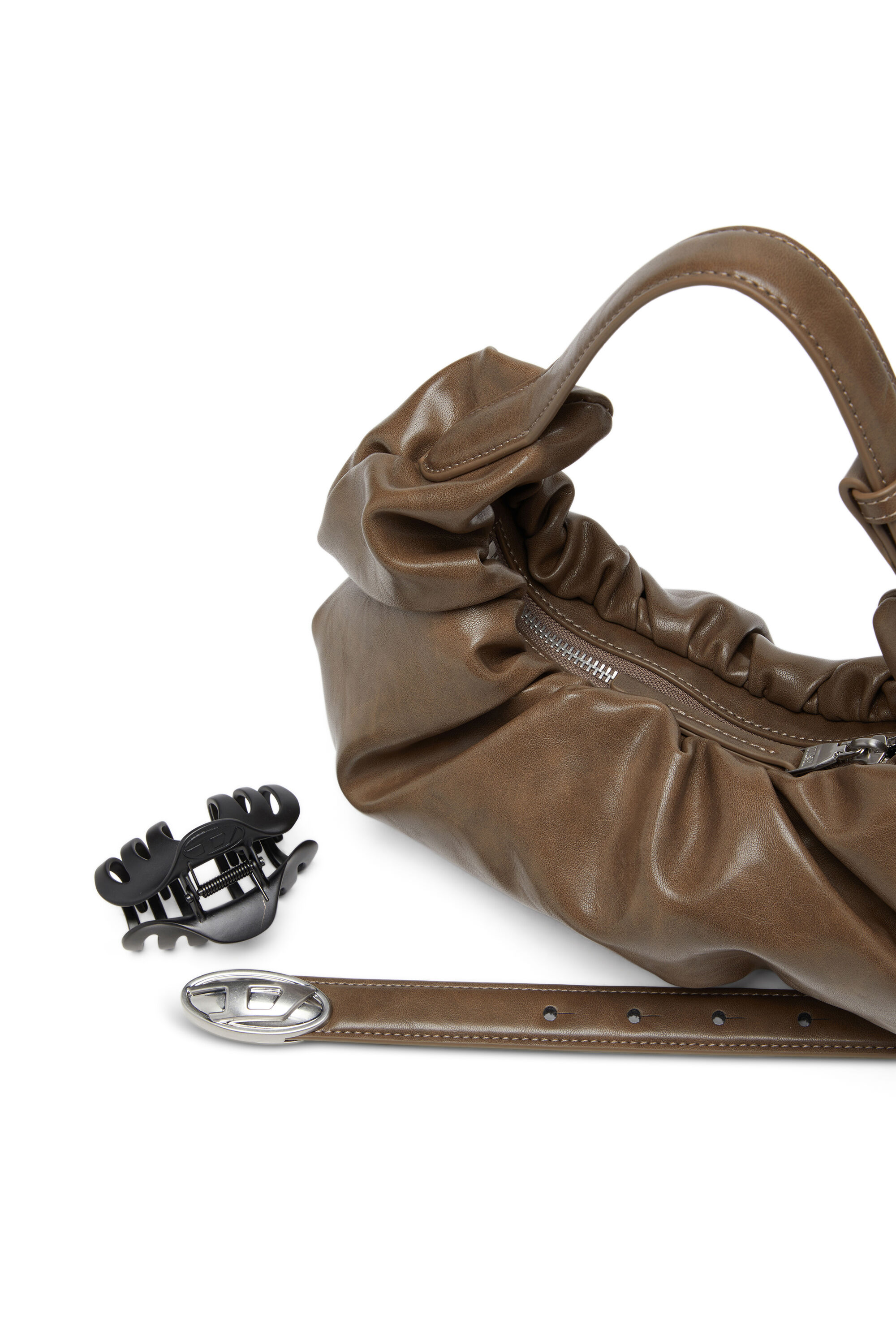 Diesel - GRAB-D HOBO S, Woman's Grab-D S-Small scrunched hobo bag in shiny PU in null - 5