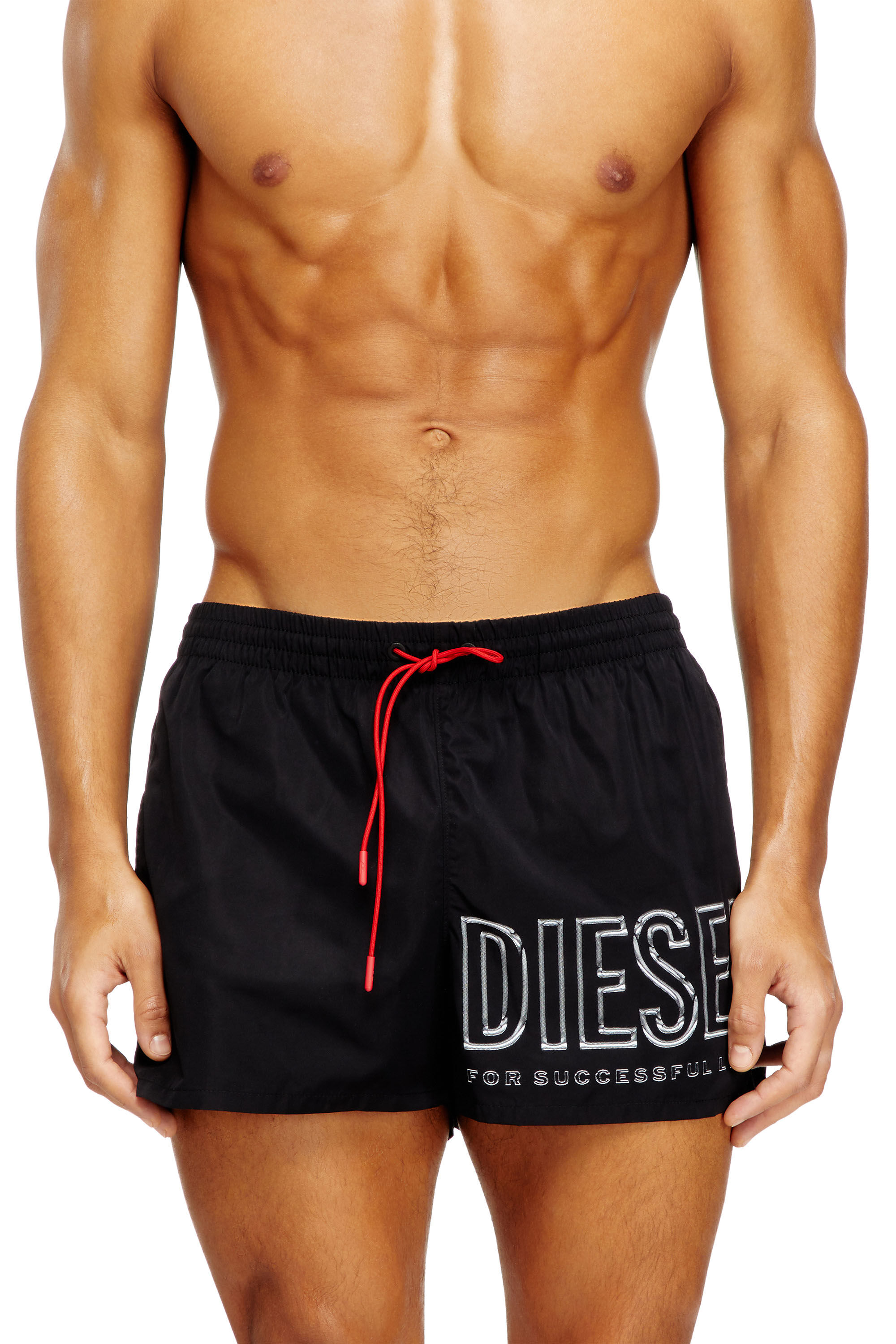 Diesel - OLYMPIC-34-D-CORE, Man's Mid-length swim shorts with outline logo in Black - 1