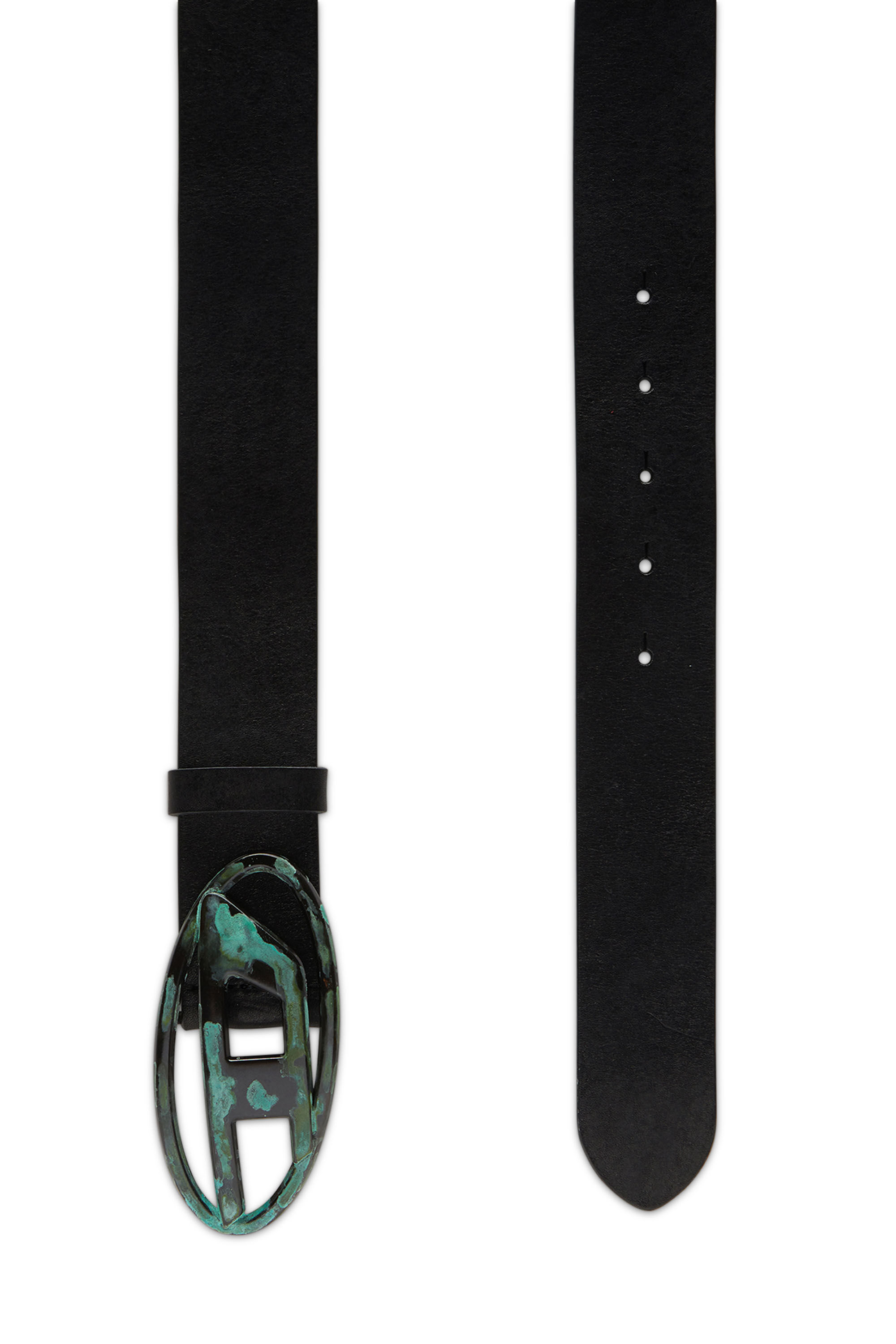 Women's Leather belt with oxidised logo buckle | Multicolor | Diesel