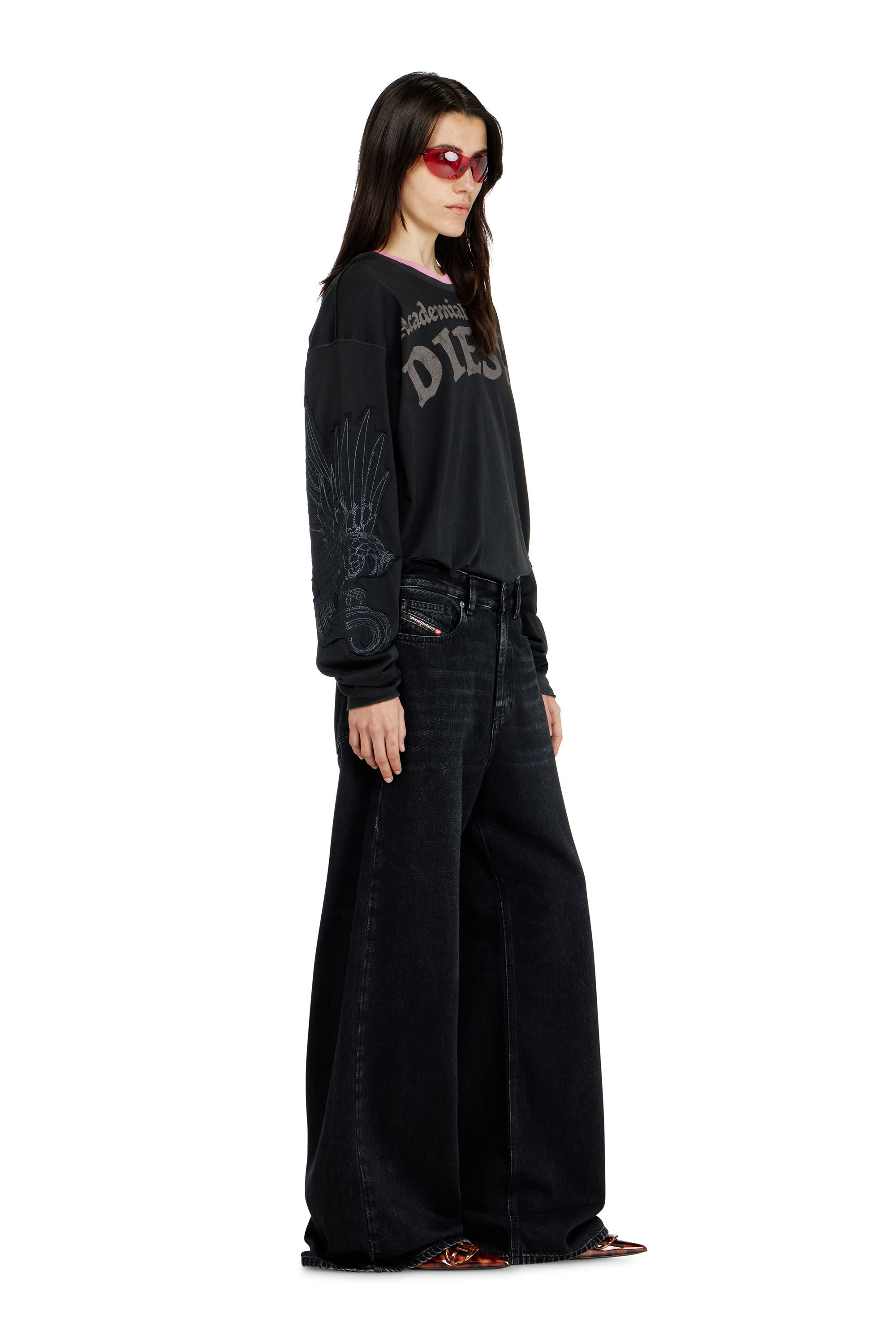 Women's Relaxed Jeans | Black/Dark grey | Diesel 1996 D-Sire