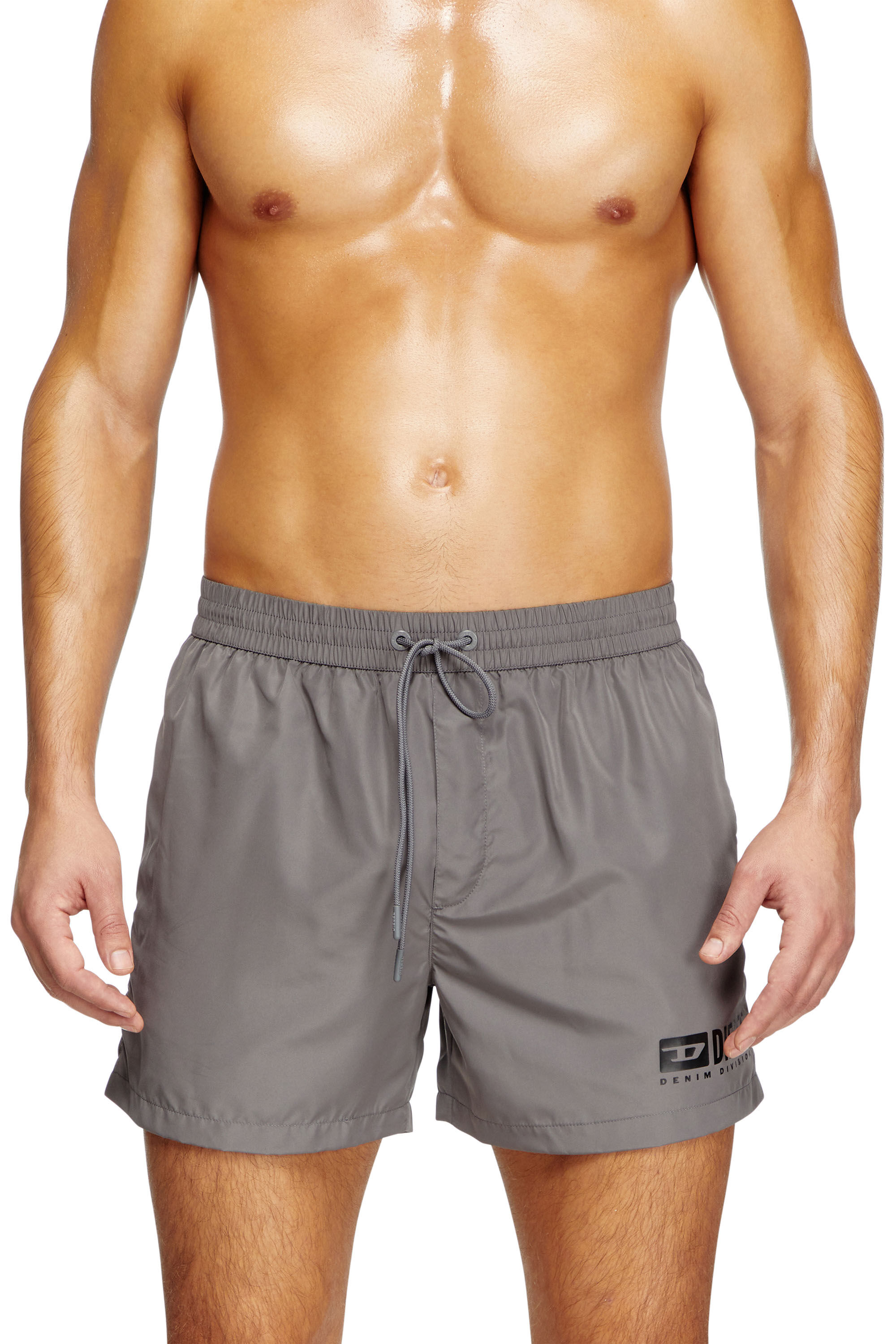 Diesel - KEN-37-D-BOX, Man's Mid-length swim shorts with logo print in Grey - 1