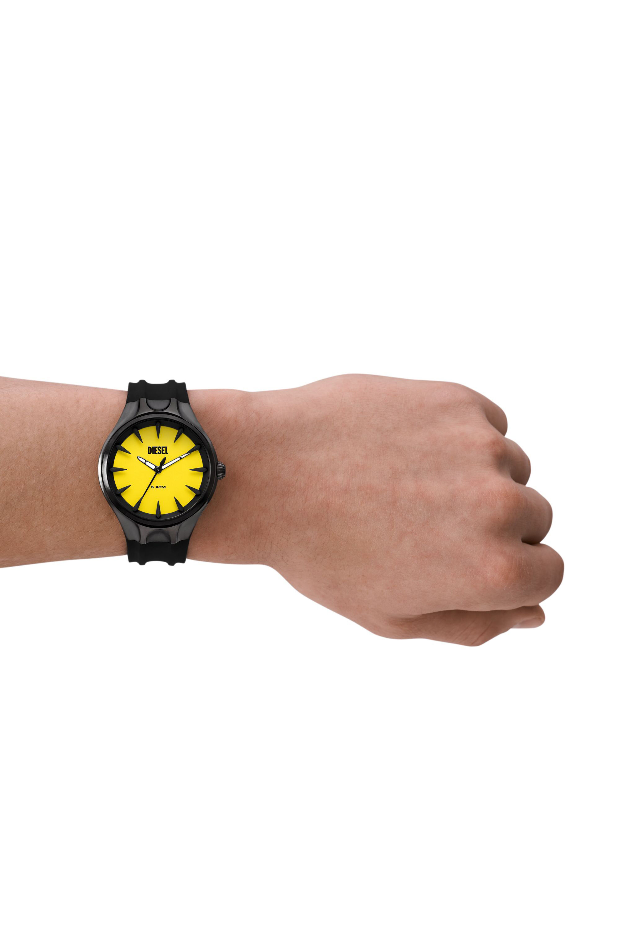 Men s Streamline three hand black silicone watch Black Diesel