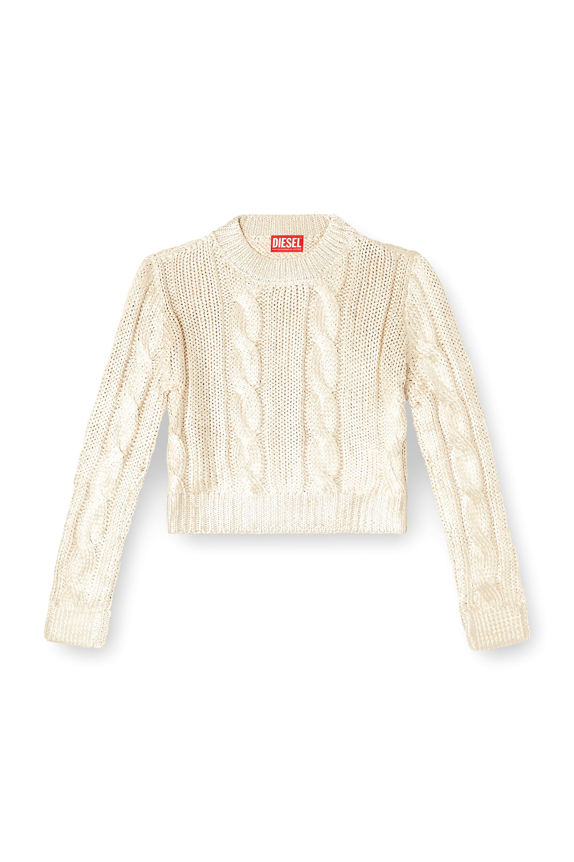 Diesel - M-MICCHA, Woman's Cable-knit jumper with shiny effect in null - 1