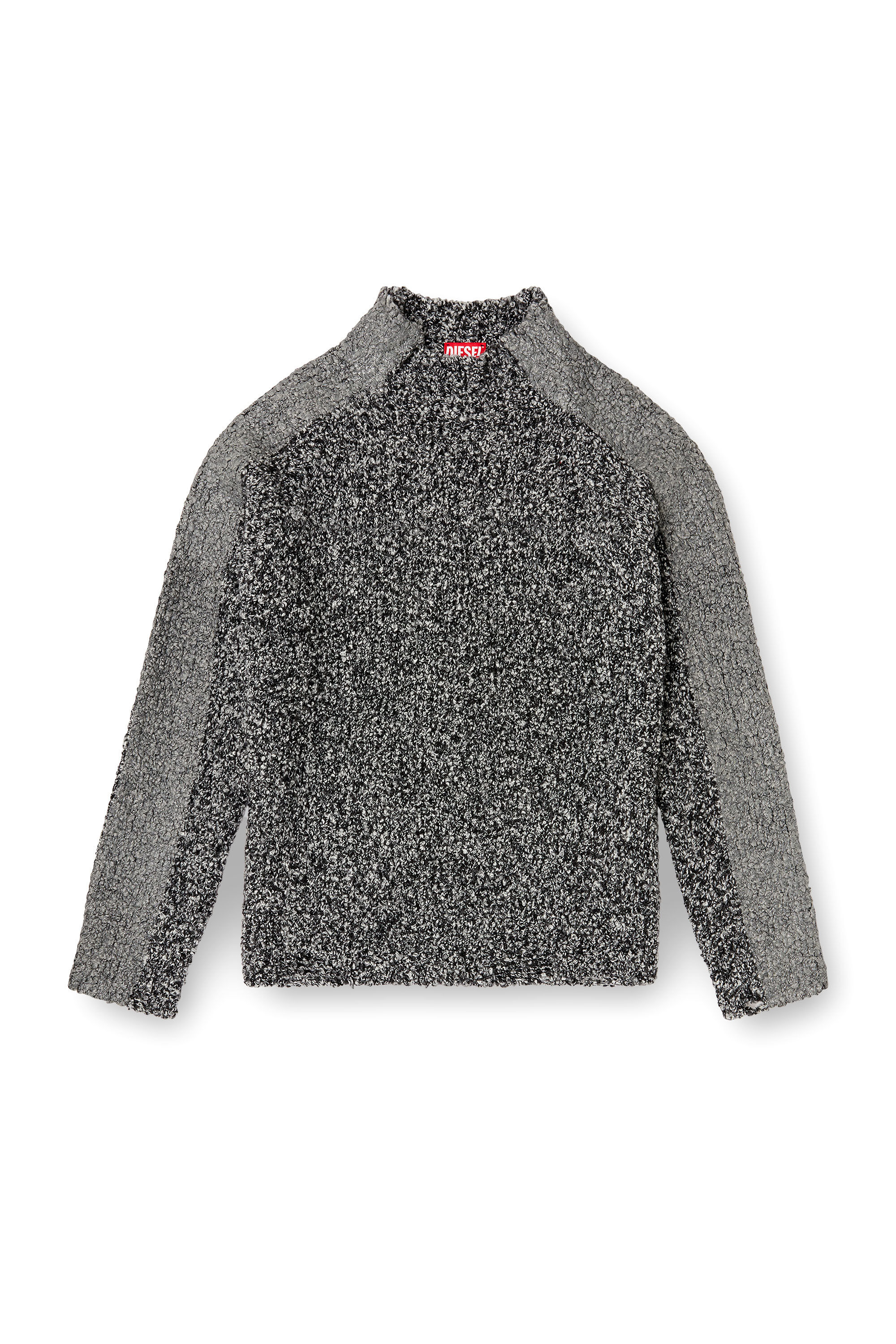 Diesel - K-ERLAND, Man's Bouclé-knit jumper with sleeve bands in Black - 2