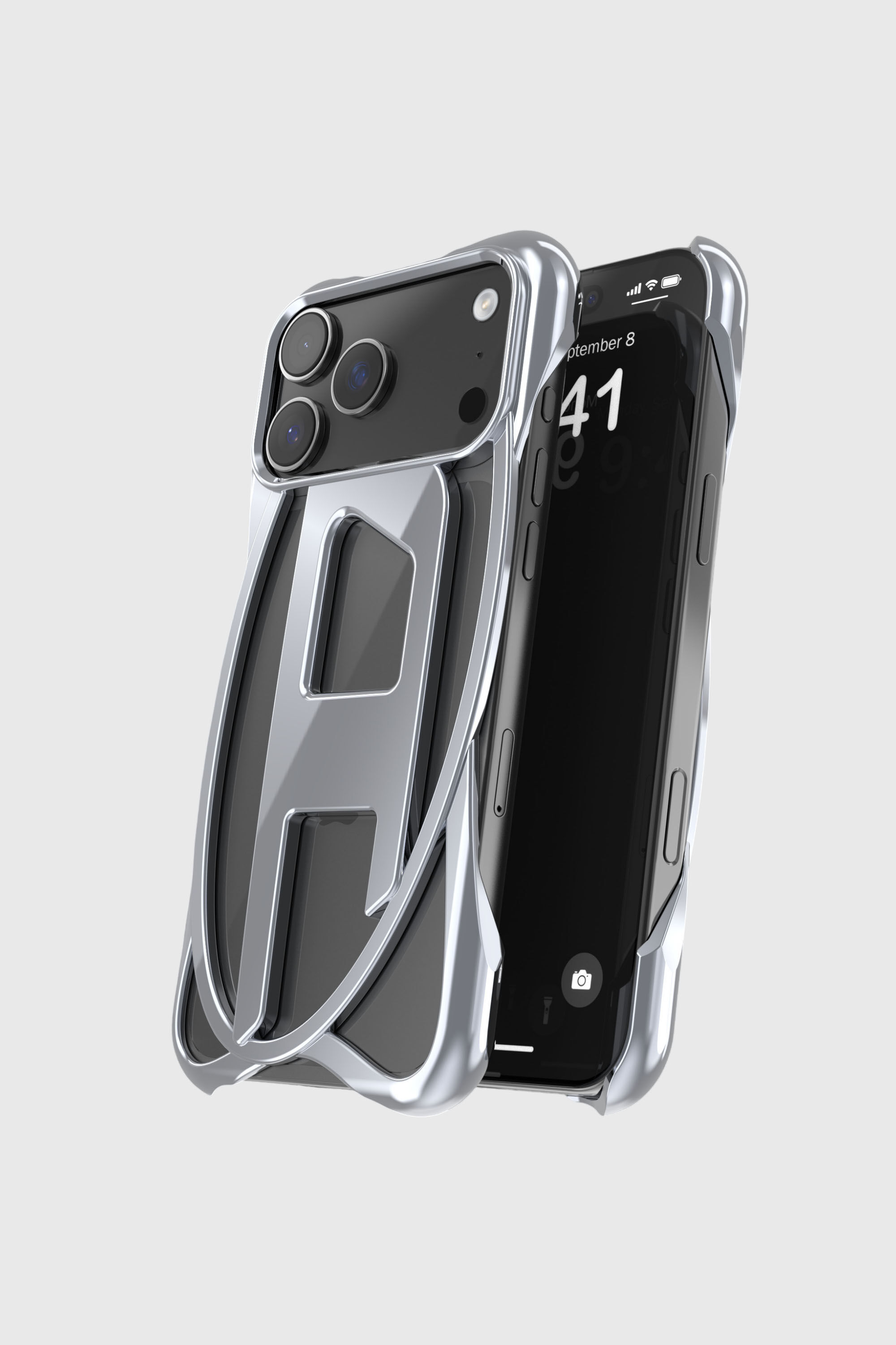 Women's Caged D glossy case for iPhone 17 Pro Max | Grey | Diesel