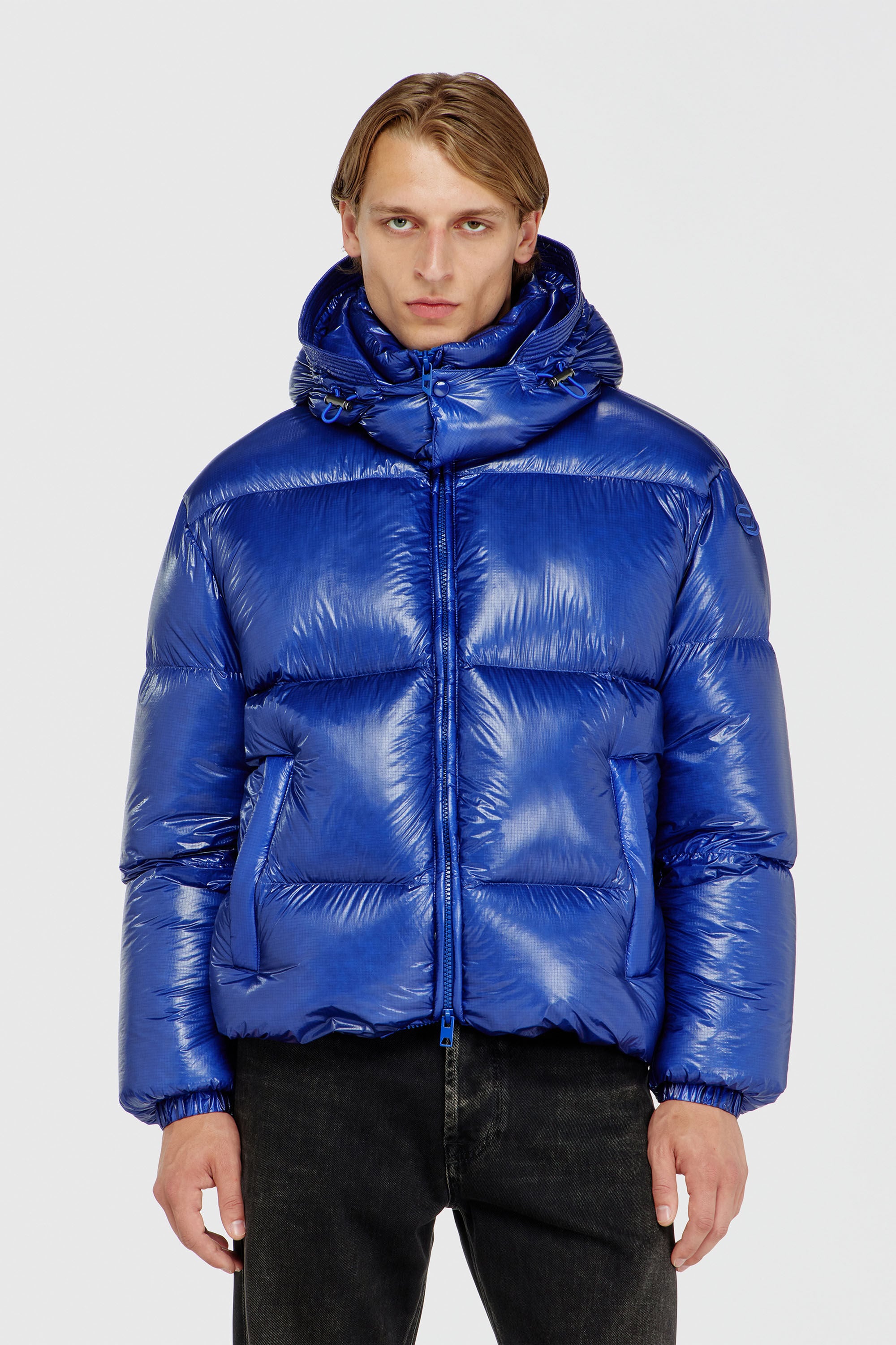 Diesel - W-ROLFYS-WRD-BKCP, Man's Down puffer jacket with detachable hood in Blue - 5