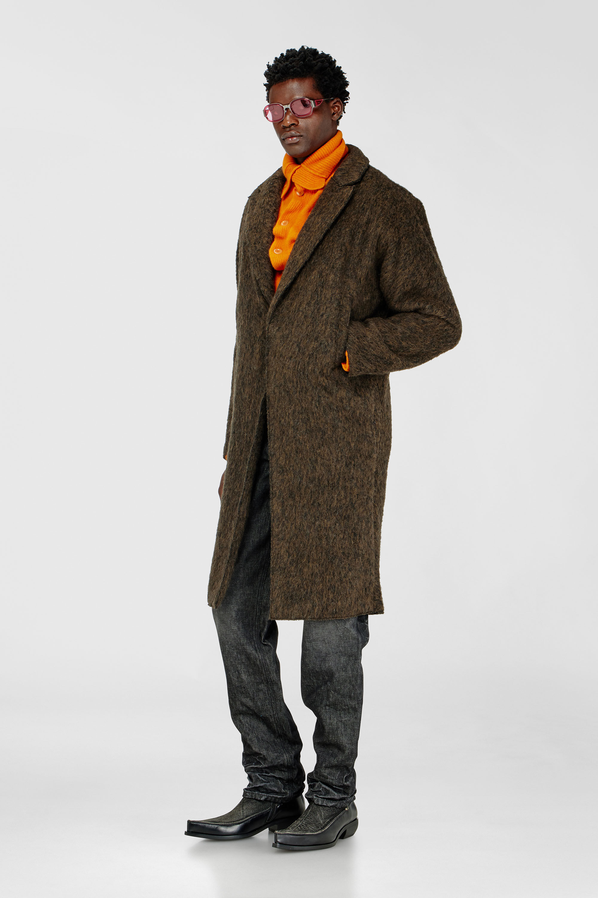 Men's Coat in wool and alpaca blend | Brown | Diesel TR