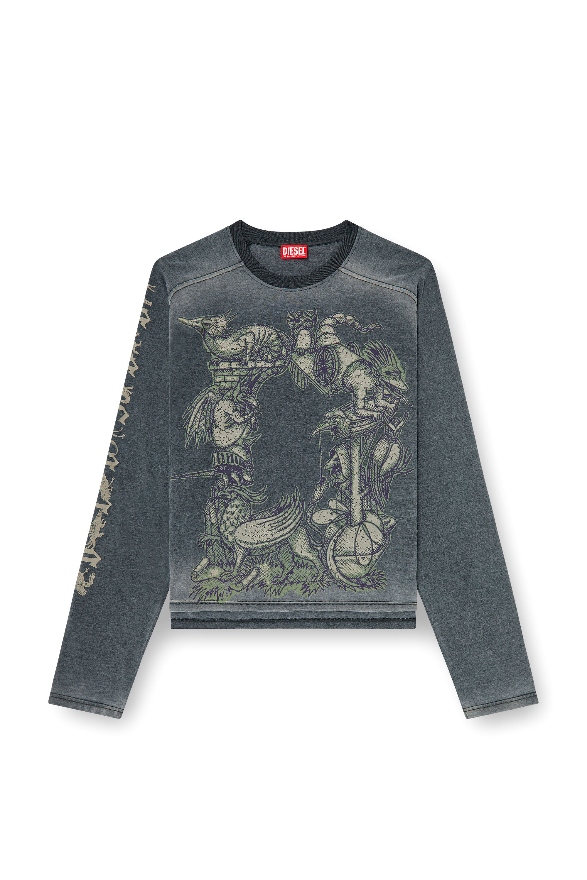 Men's Long-sleeve T-shirt with graphic motif | Black | Diesel