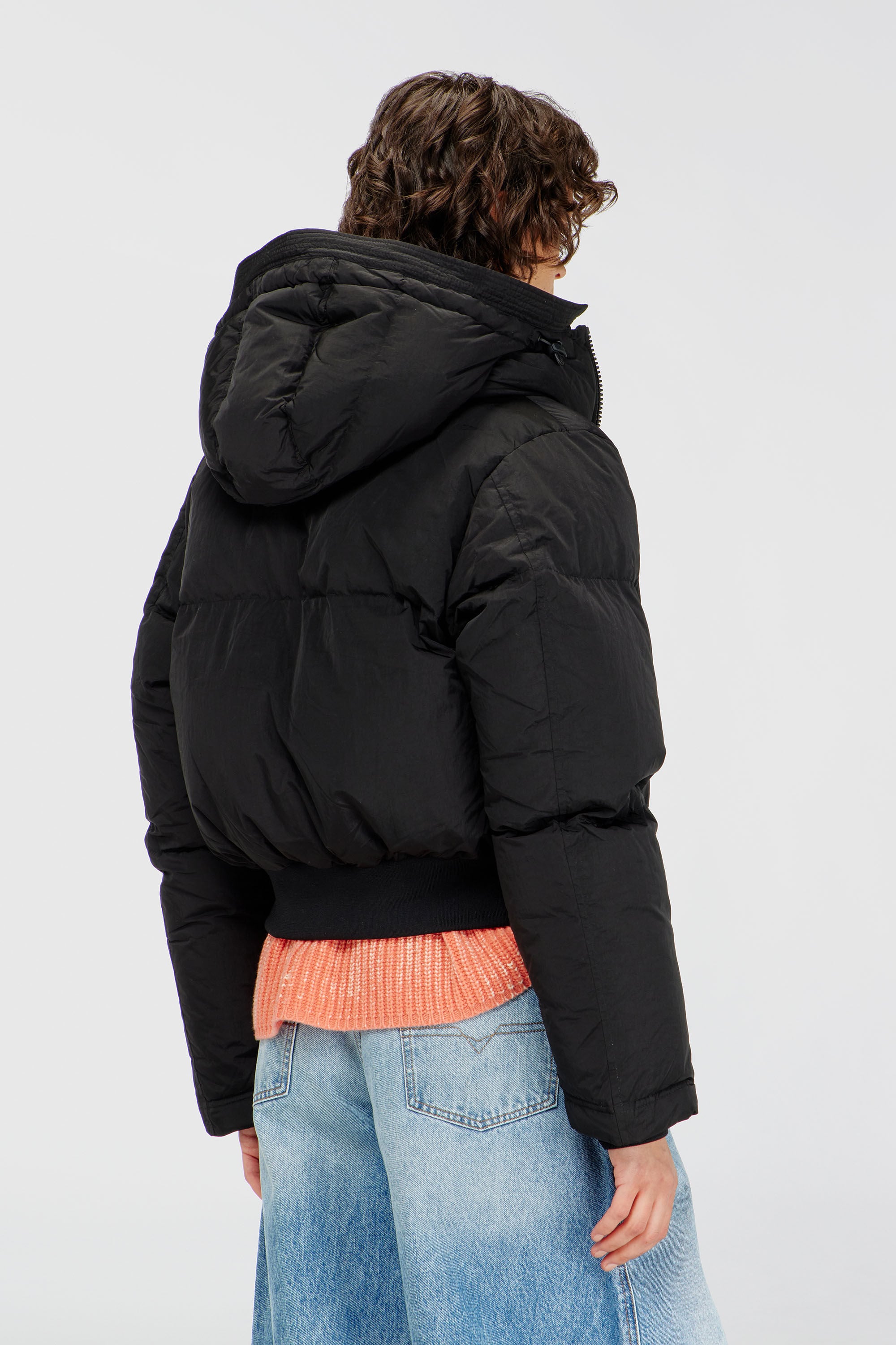 Diesel - W-PEYT-SHORT-NEW-P1, Woman's Hooded down jacket in crinkled nylon in Black - 4