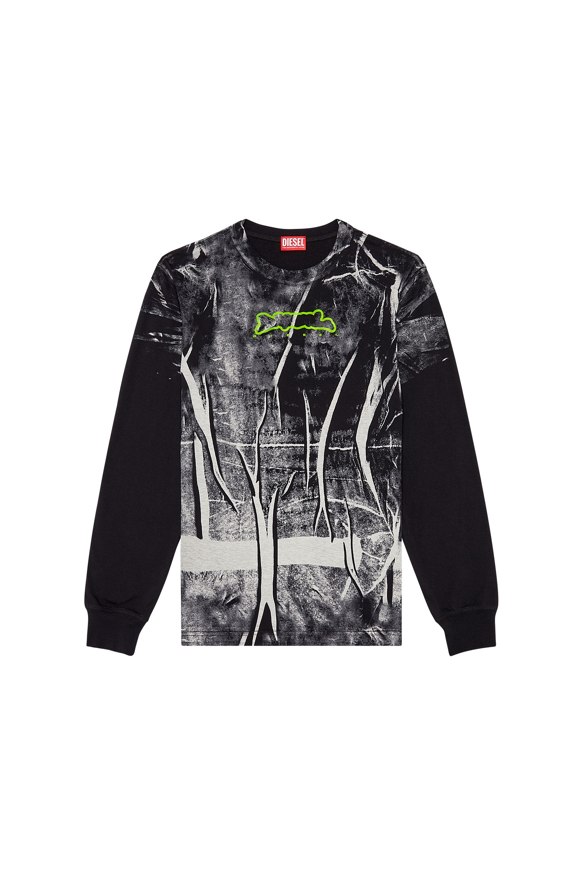 Men's Long-sleeve T-shirt with crease-effect print | Multicolor 