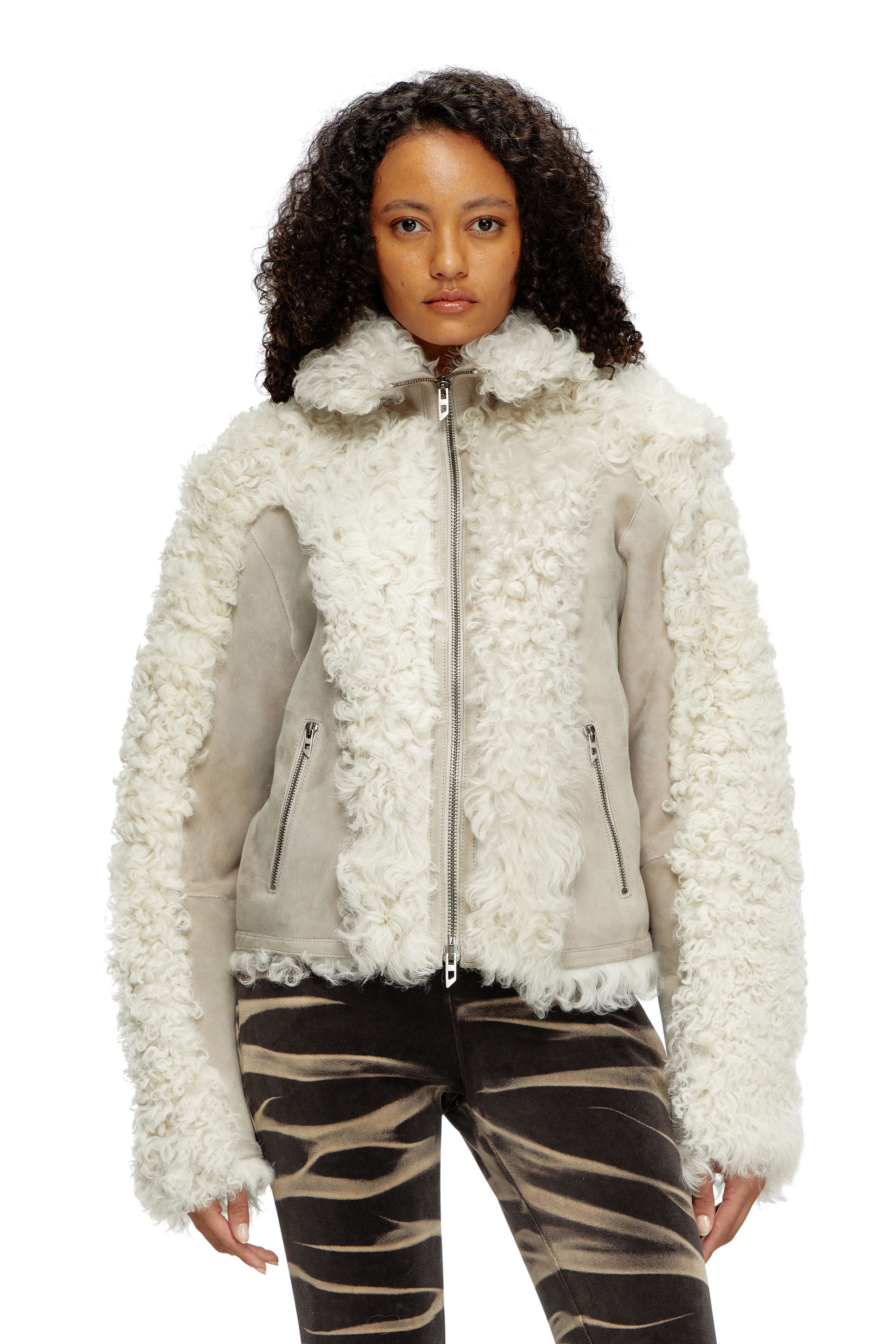 Women s Shearling jacket White Diesel