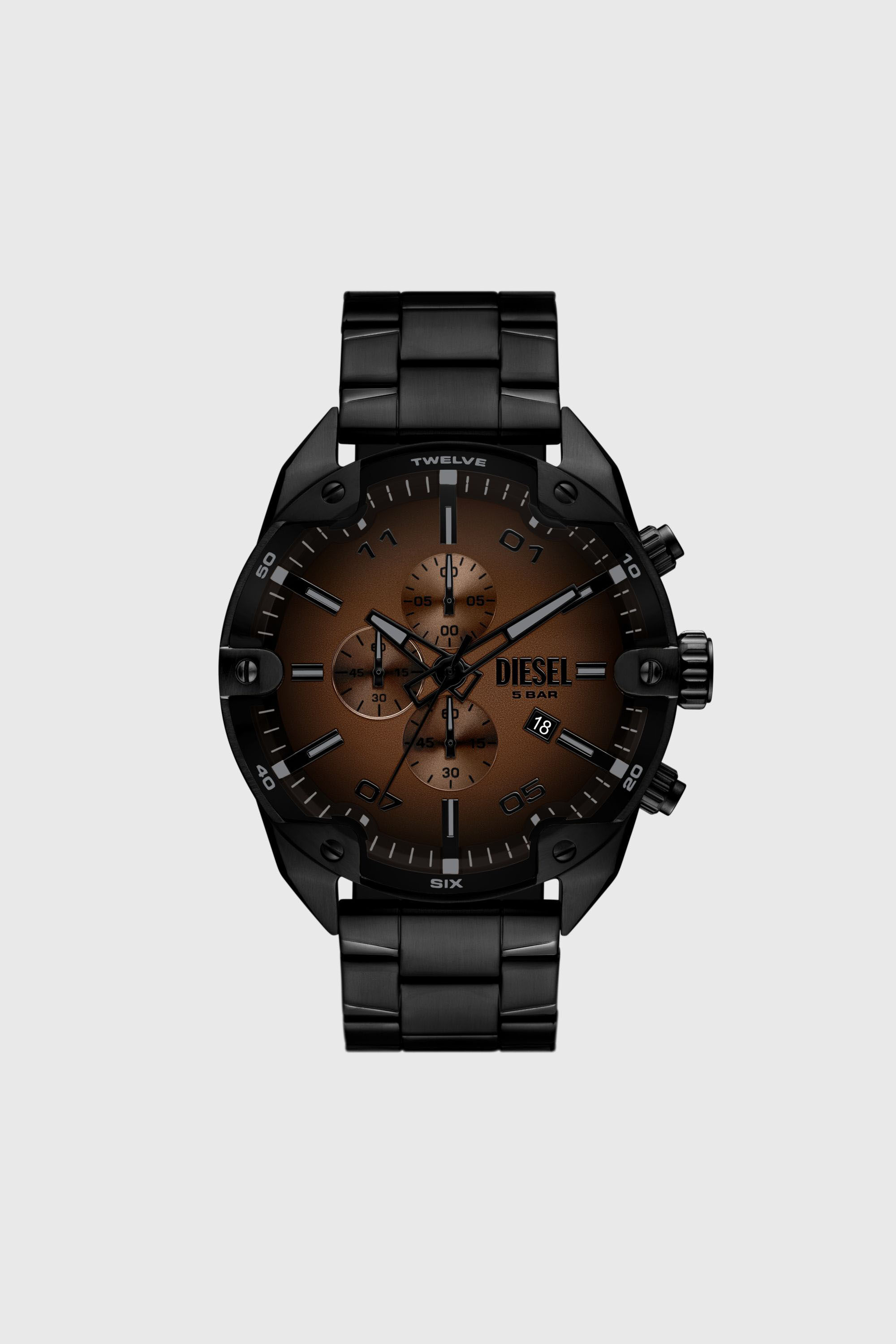 Men's Spiked black stainless steel watch | Black | Diesel TR