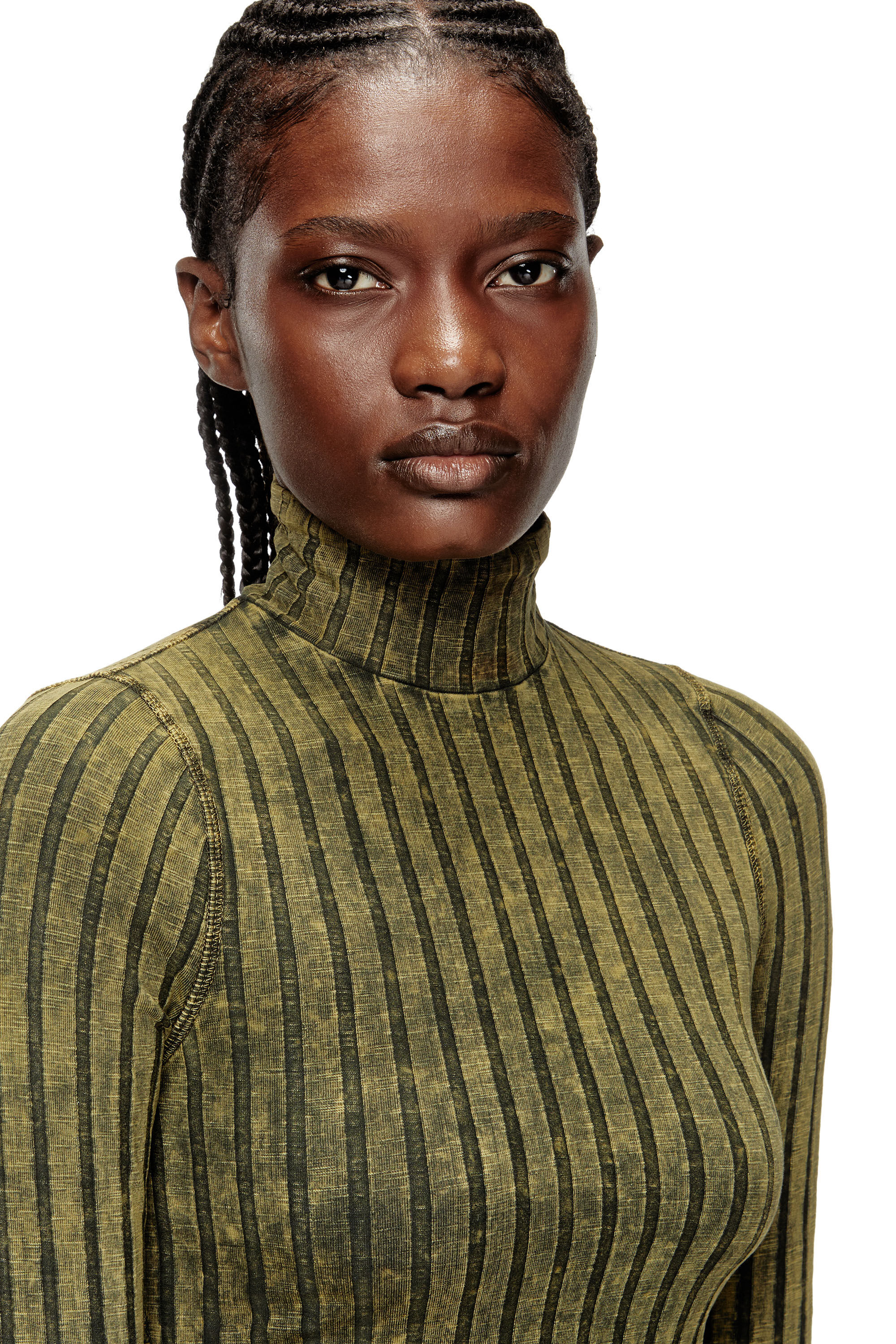 Diesel - T-CLAWA, Woman's Jumper in treated wide-rib jersey in Dark Green - 5