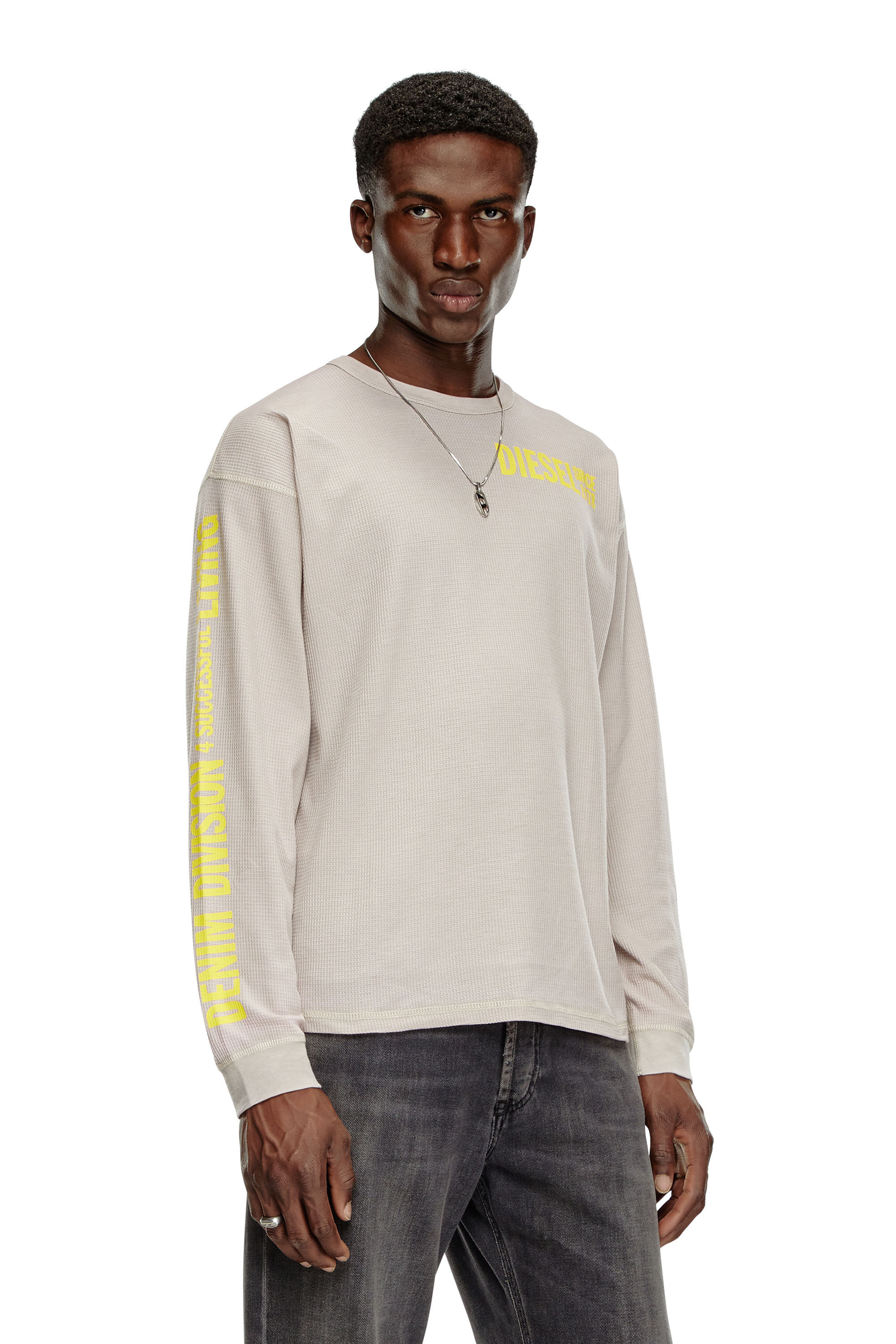 Men's Long-sleeve T-shirt in burnout waffle | Pink | Diesel