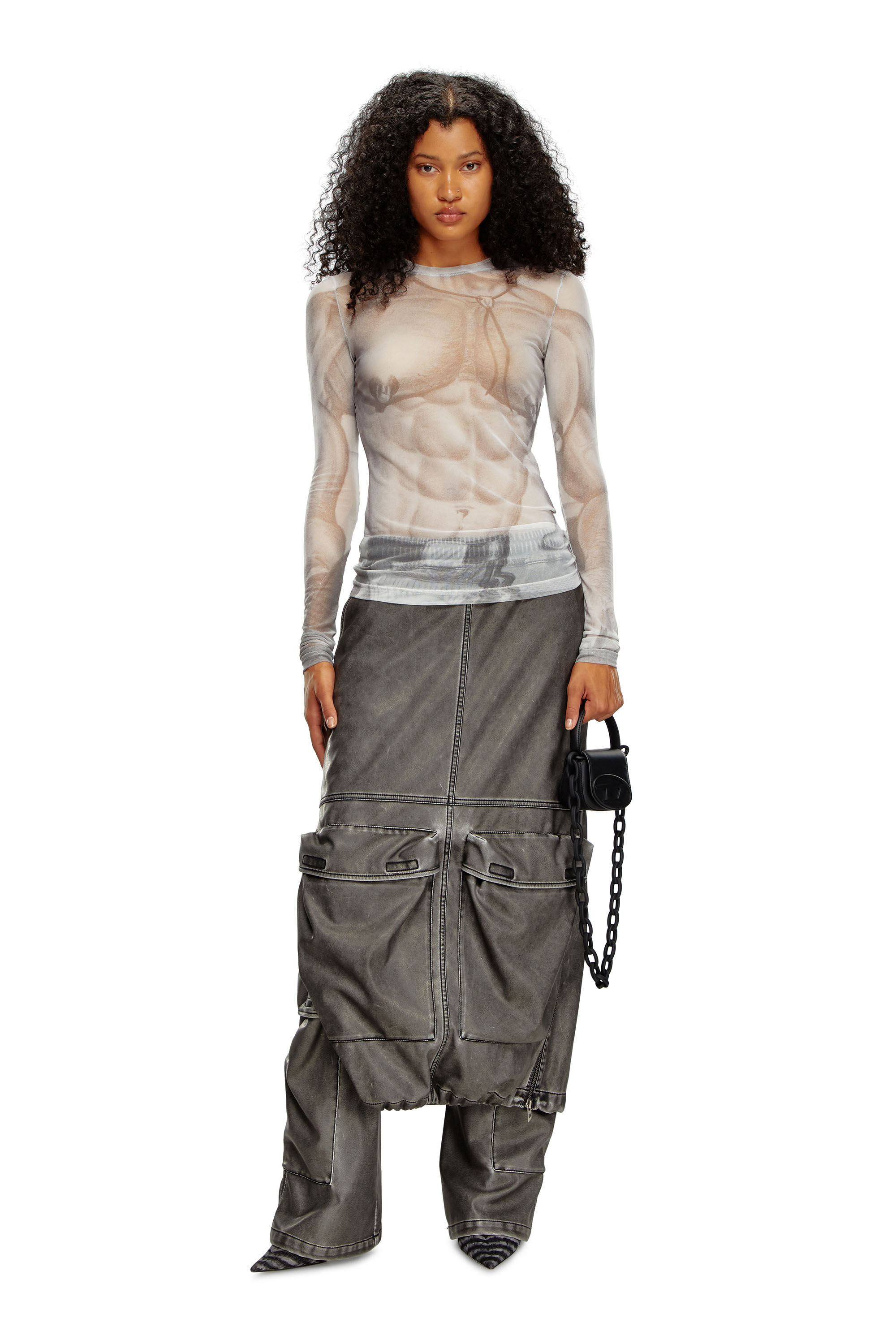 通販でクリスマス Women's Diesel | White | print all-over with top Mesh トップス