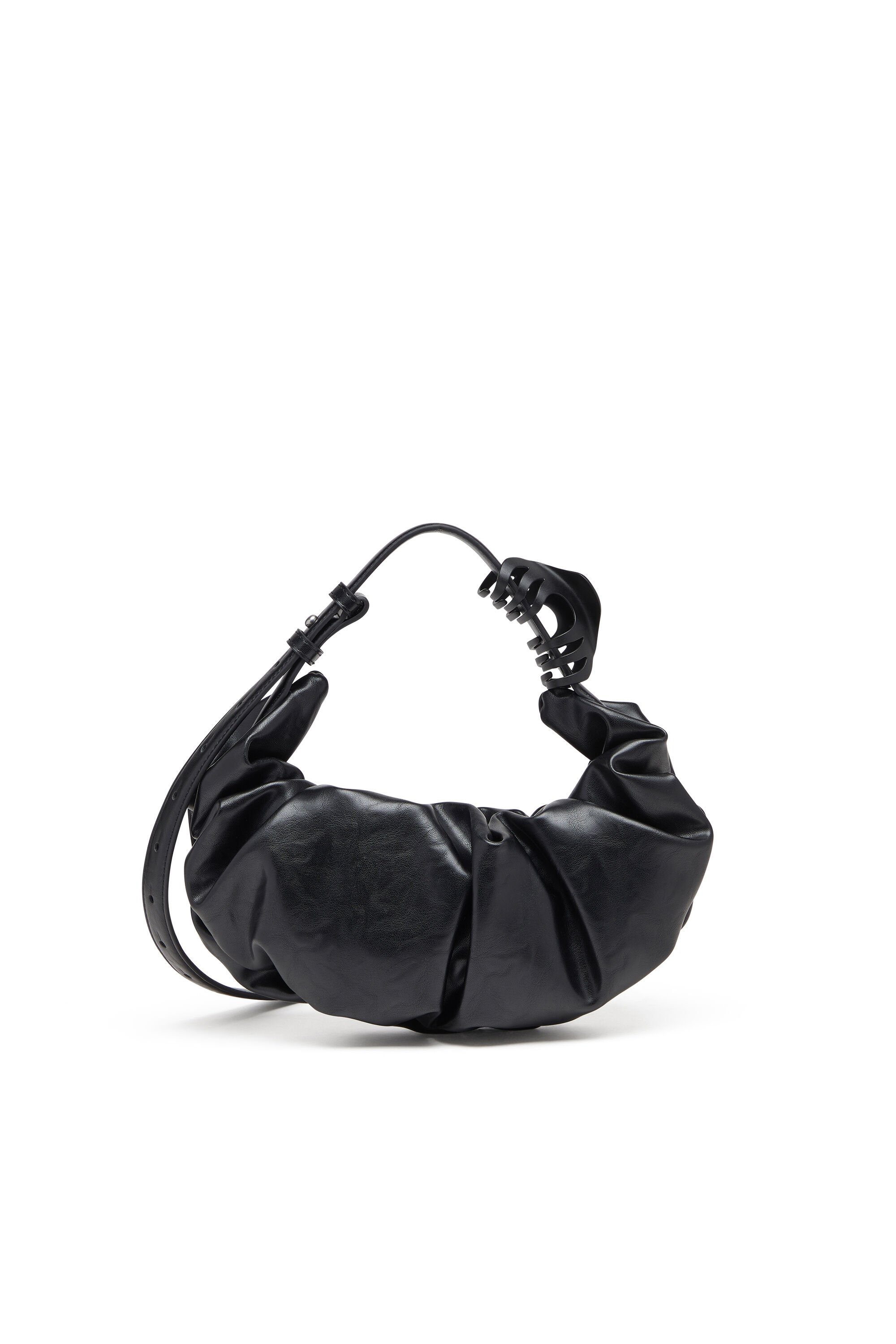 Diesel - GRAB-D HOBO S, Woman's Grab-D S-Small scrunched hobo bag in shiny PU in Black - 2