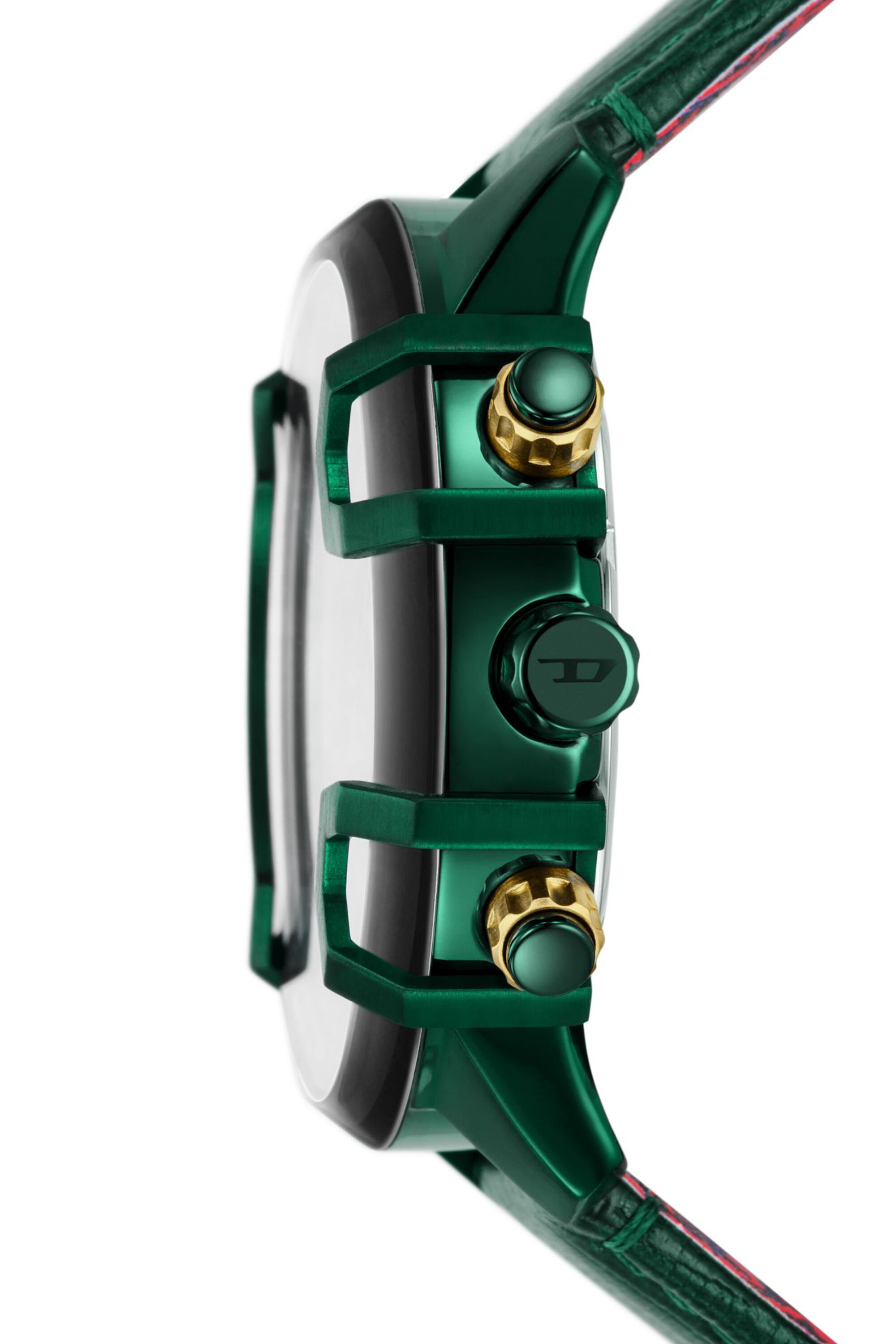 Men s Griffed chronograph green leather watch DZ4651 Diesel