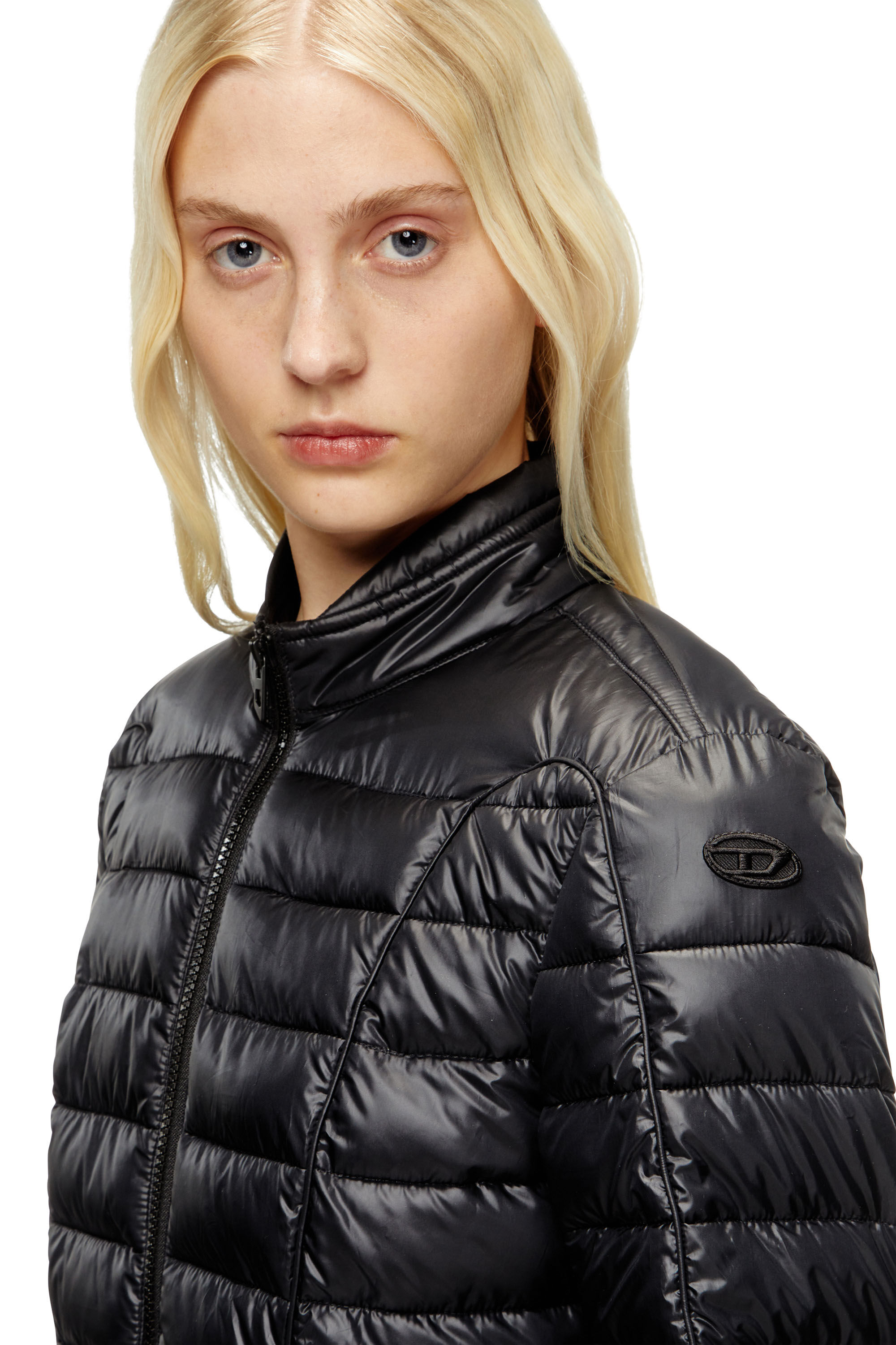 Women's Puffer jacket with biker details | Black | Diesel