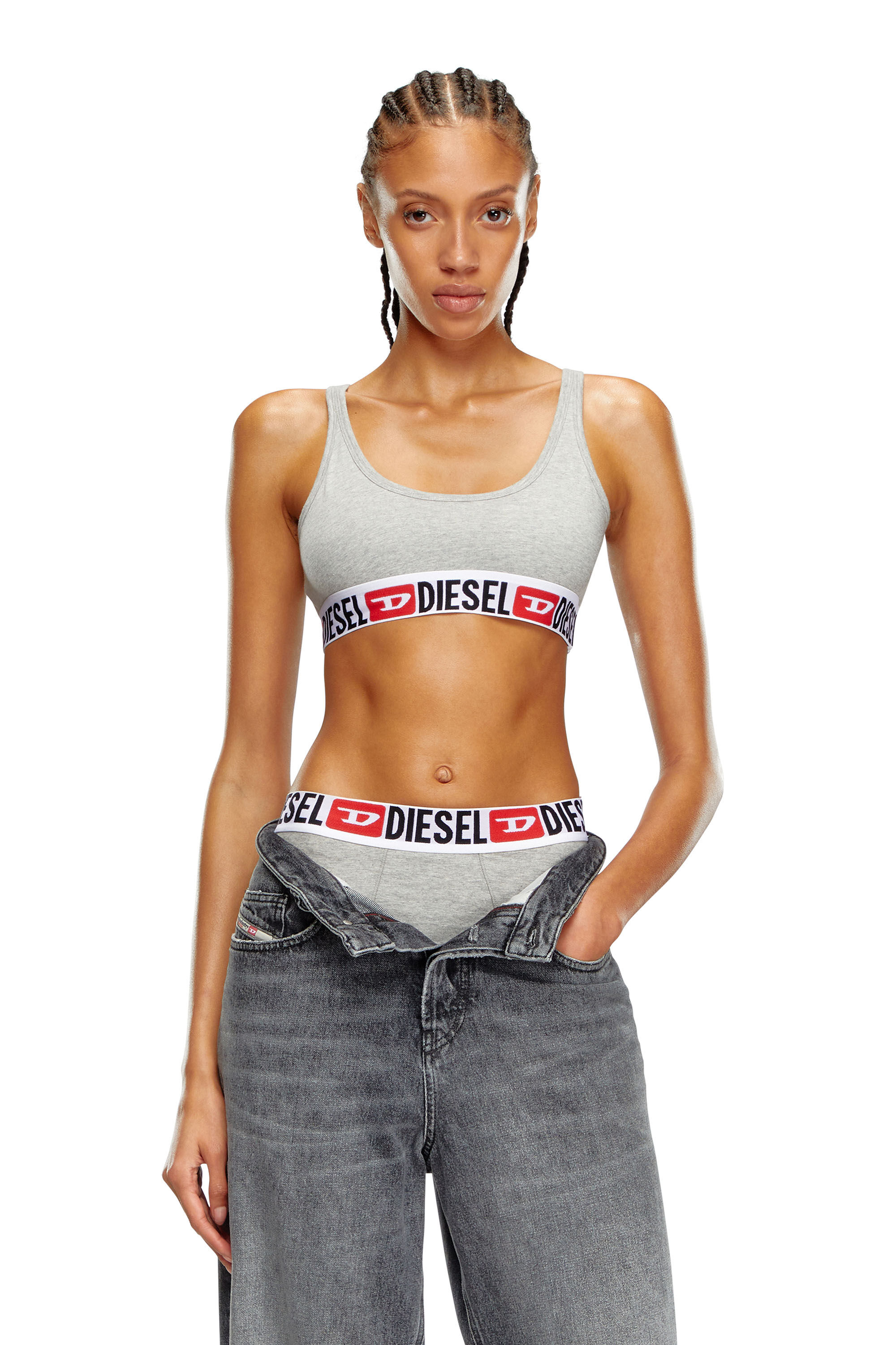 DIESEL◆Ufsb-Oriba ロゴバンド スポーツブラ Women's Bralette with logo band | Black | Diesel