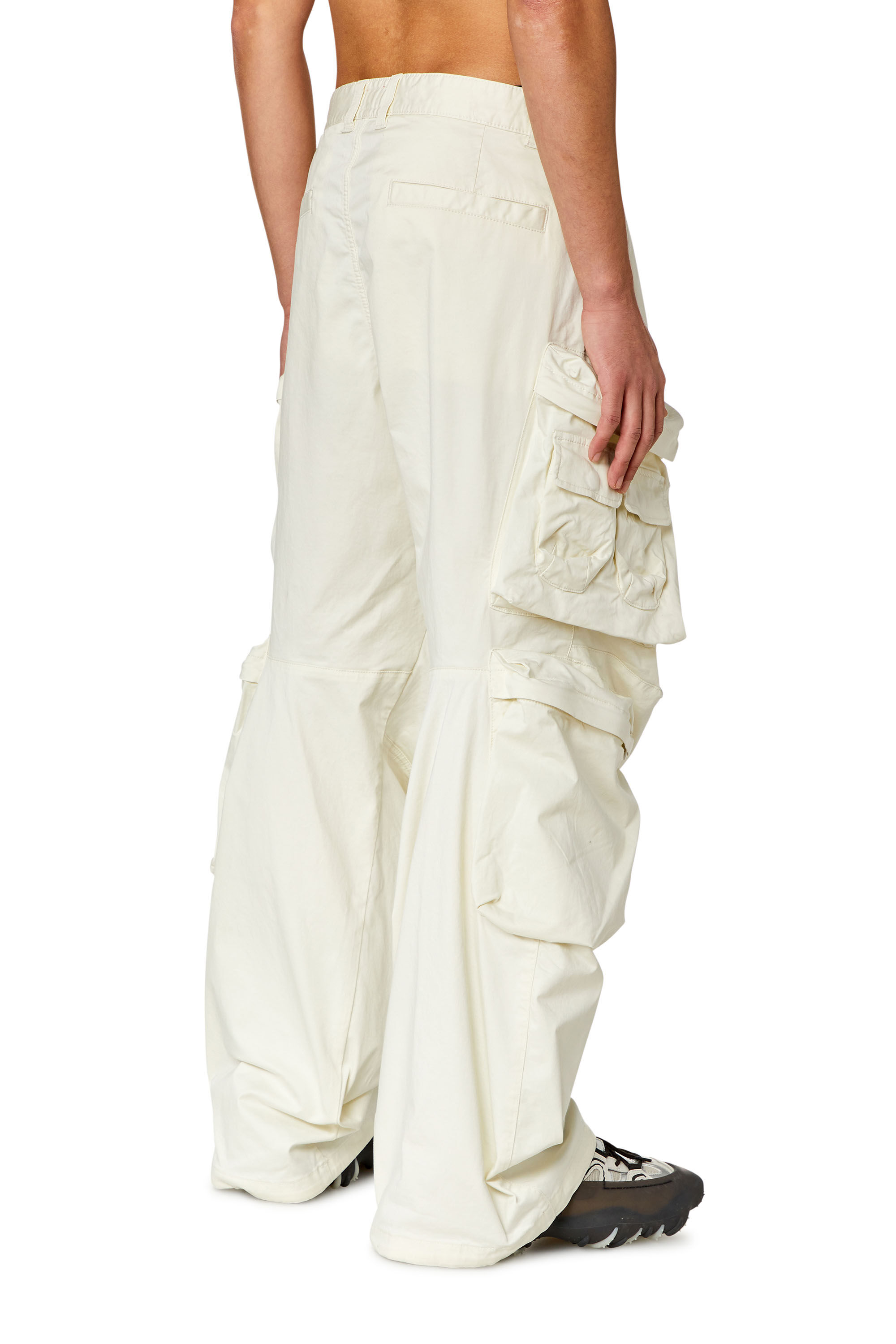 Diesel - P-HUGES-NEW, Man's Cargo pants in stretch cotton satin in White - 4