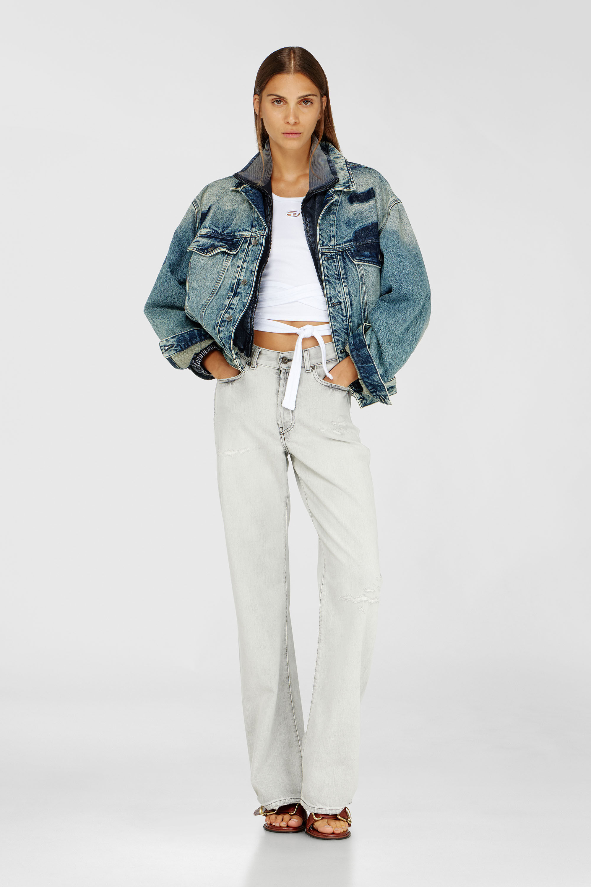Women's Crop top with wrap-around laces | White | Diesel {{Country}}