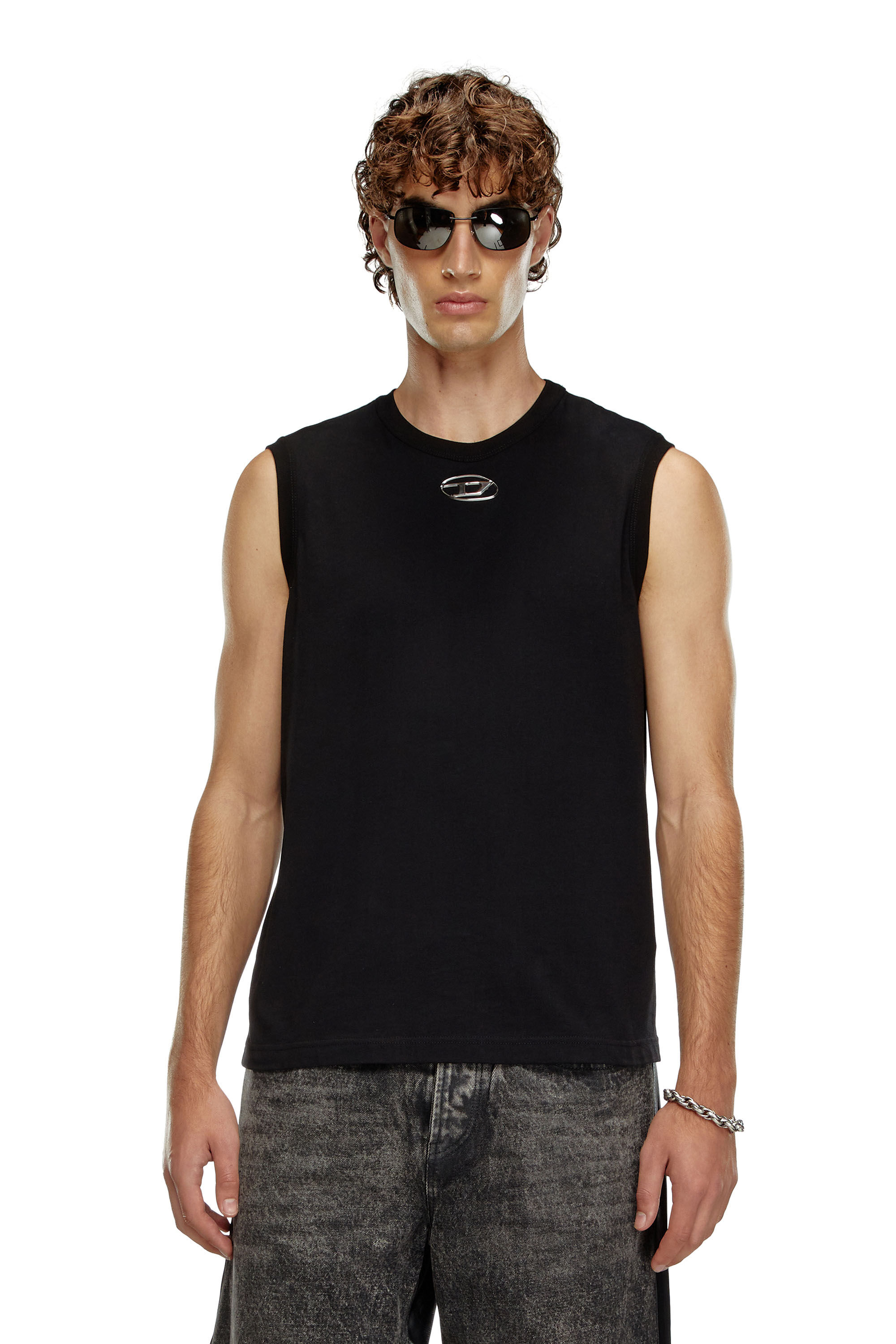 Men's Tank top with injection-moulded Oval D | Black | Diesel
