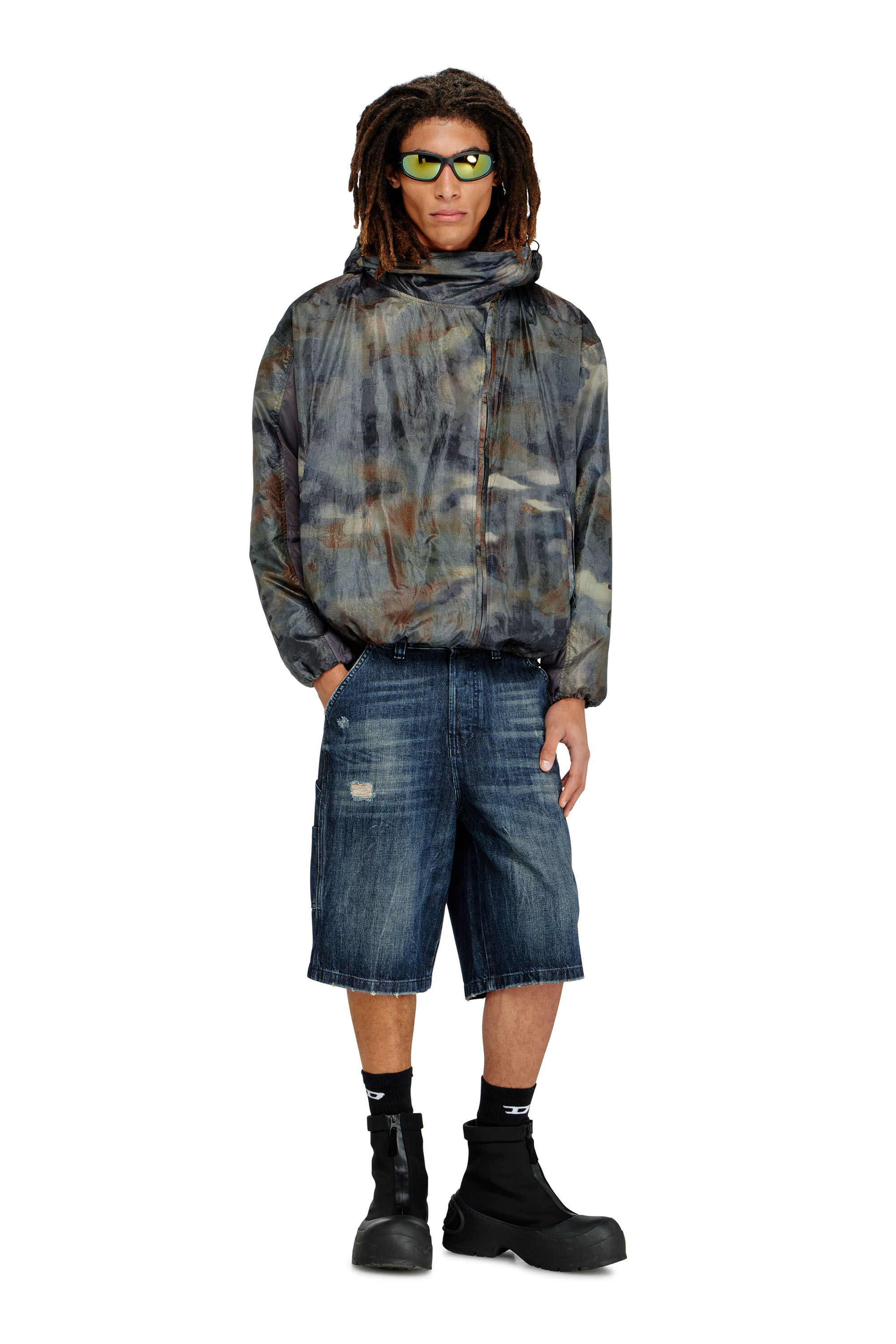 Men's Windbreaker with abstract print | Multicolor | Diesel TR