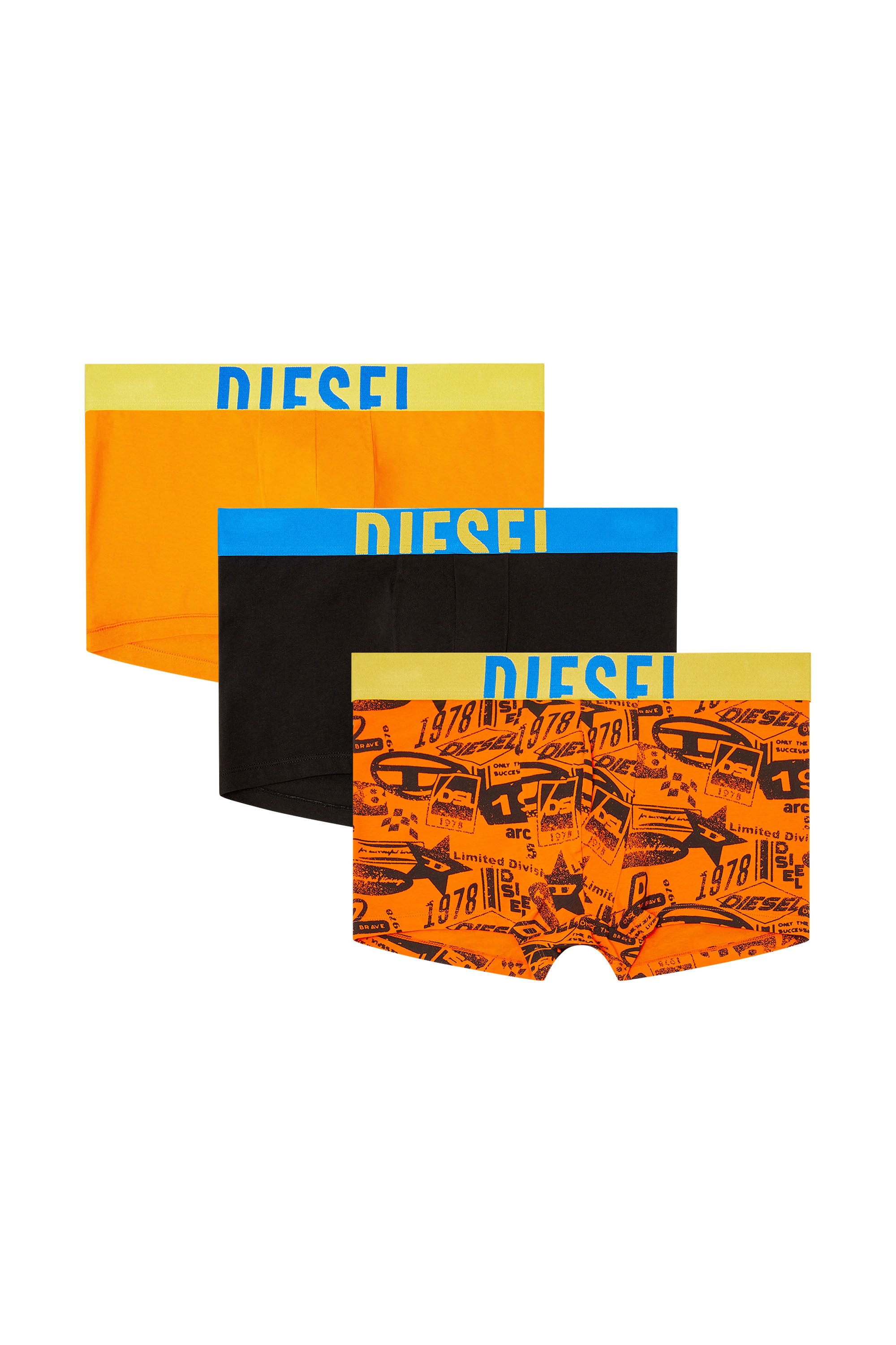 Diesel - DAMIEN-D-POP-3PACK-40, Man's 3-pack of trunks with contrast details in Orange/Yellow - 2