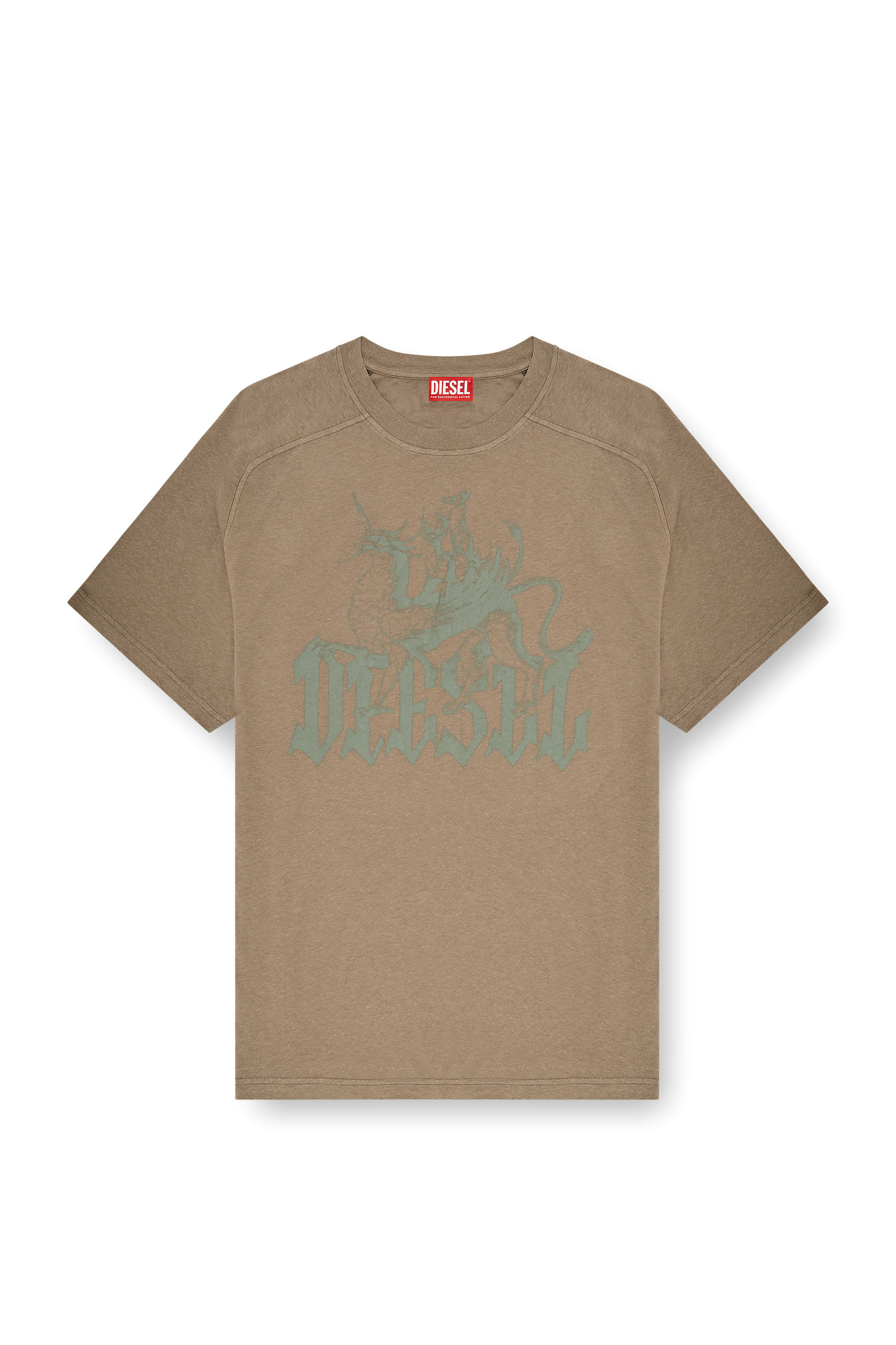 Men's Printed T-shirt in cotton and hemp | Beige | Diesel