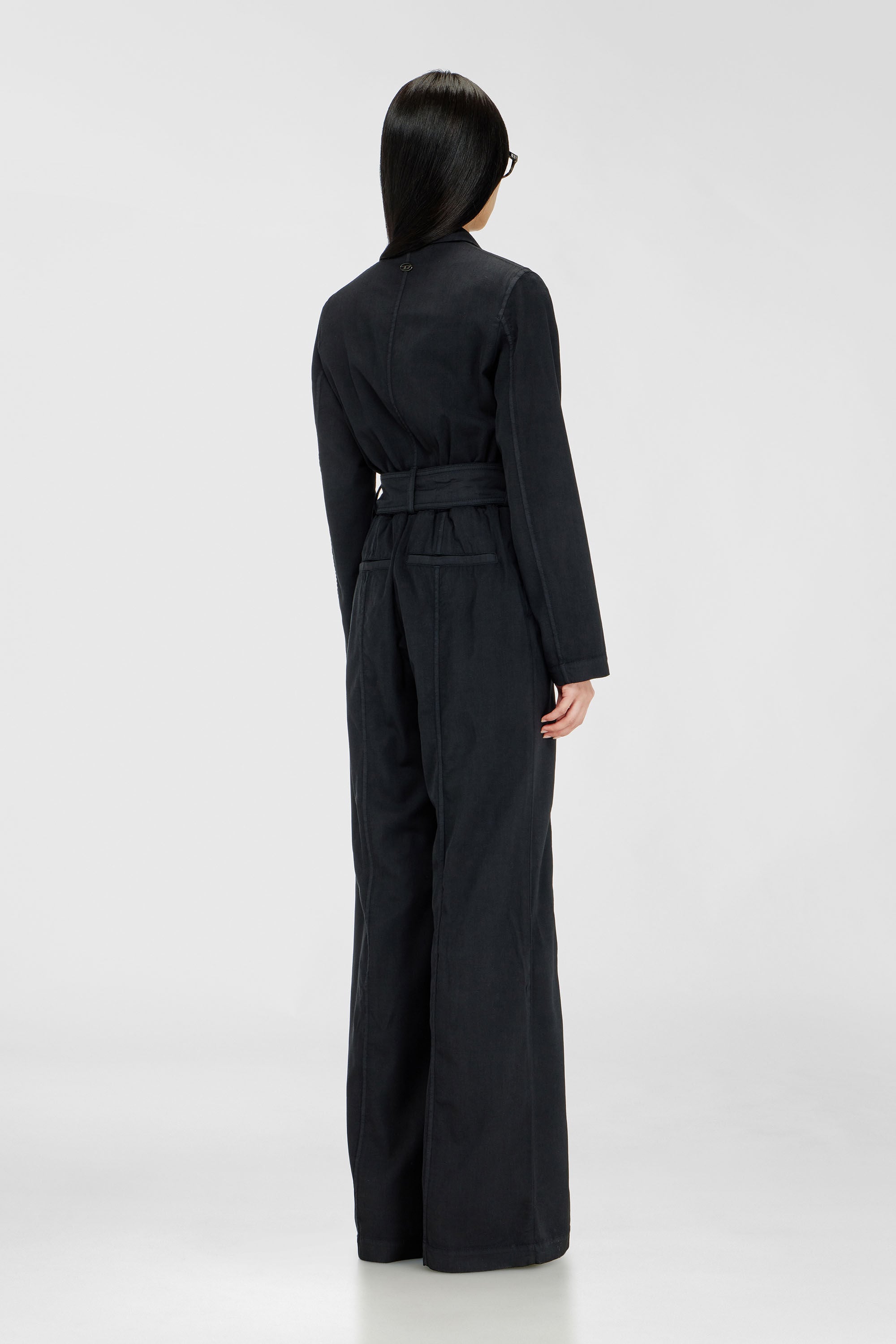 Diesel - J-AEL, Woman's Belted blazer jumpsuit in stretch wool in Black - 4