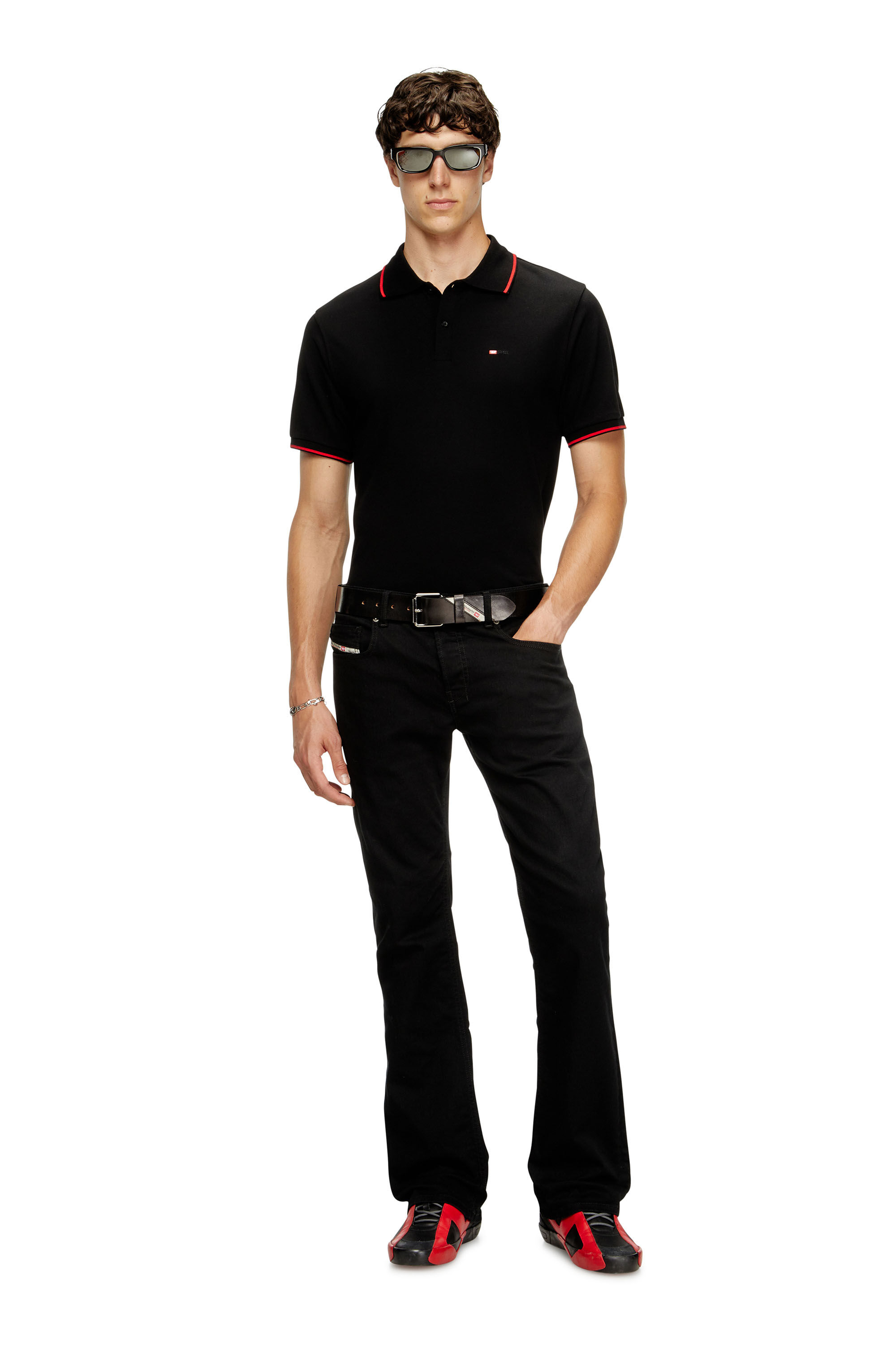 DIESEL ◆ T-Ferry-Microdiv ロゴ 半袖 ポロシャツ Men's Polo shirt with micro Diesel embroidery | Black | Diesel