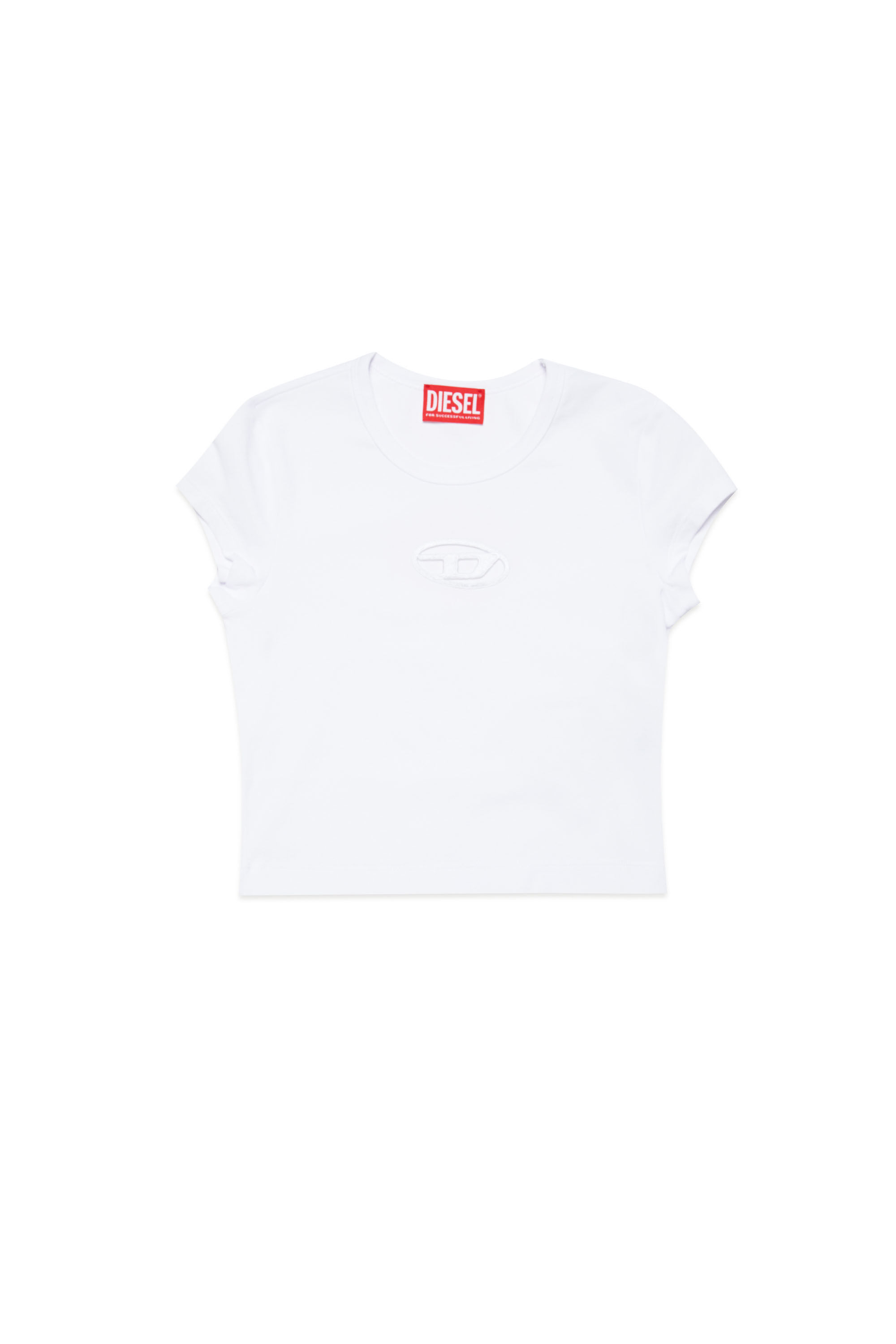 T-shirt with cut-out Oval D logo | White | 4-16 YEARS Girls | Diesel