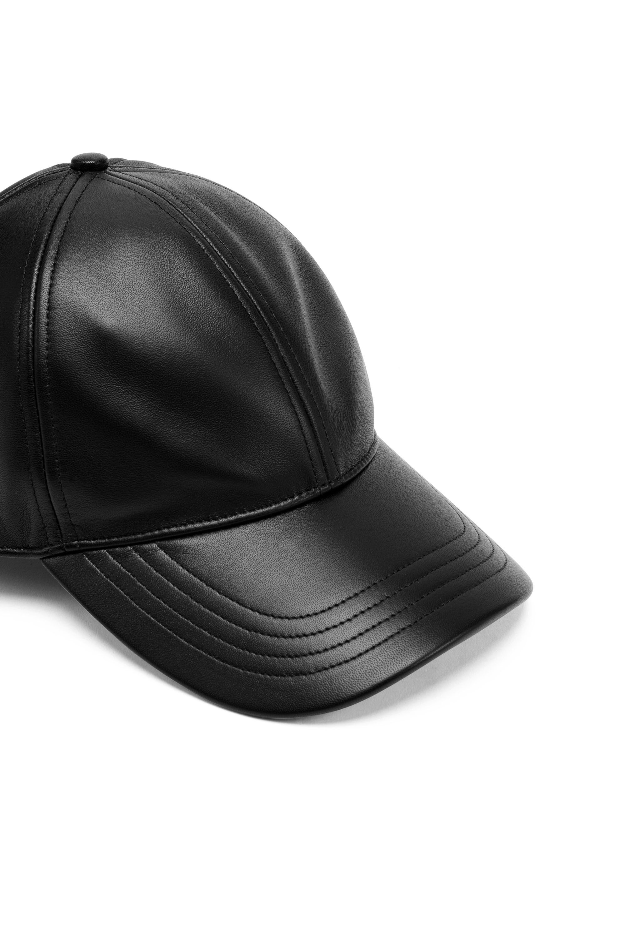 Mens black shop leather baseball cap