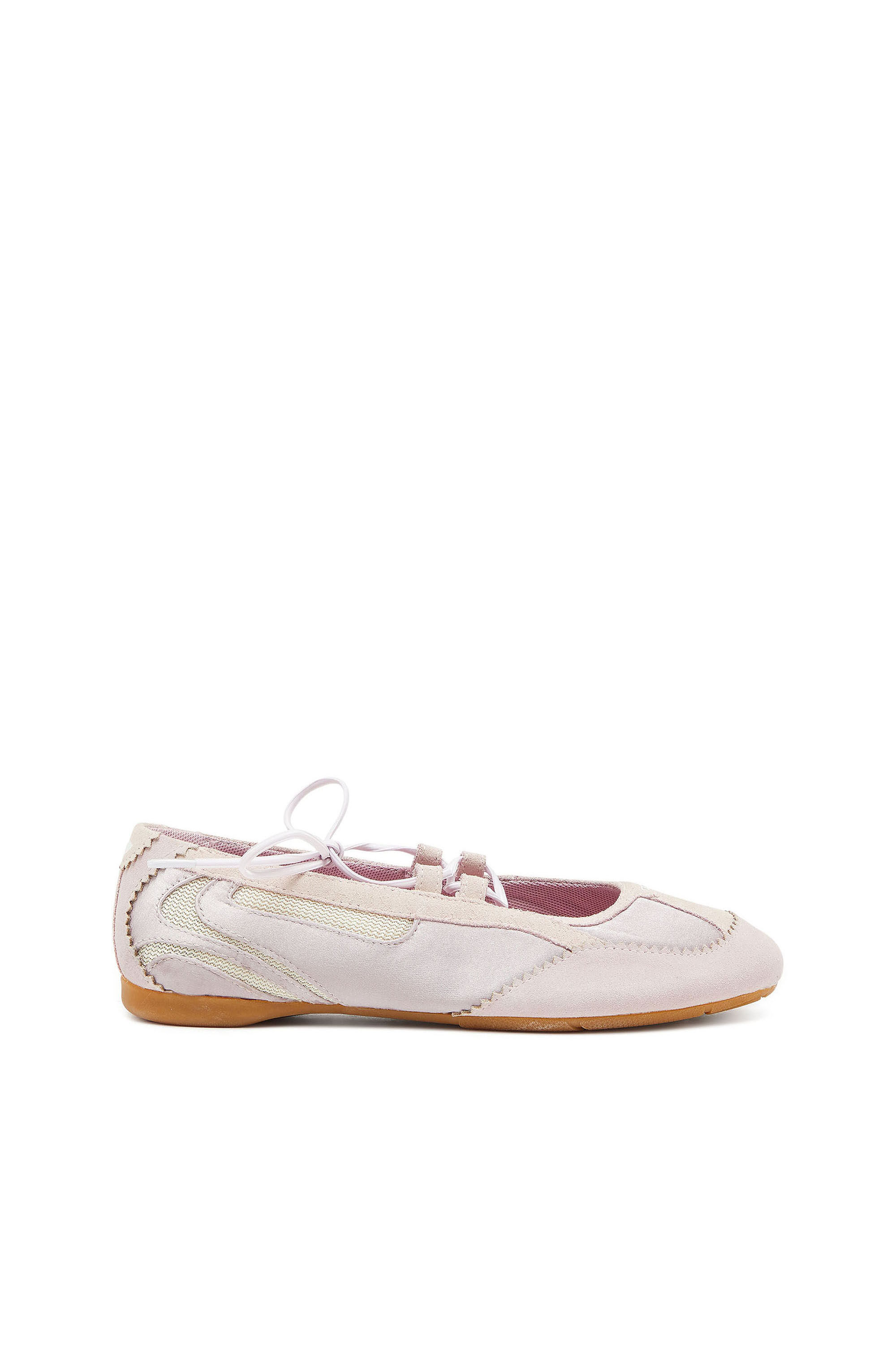 Diesel - D-MILE BALLERINA LACE UP II W, Woman's D-Mile - Ballerina flats in leather and mesh in Pink - 1