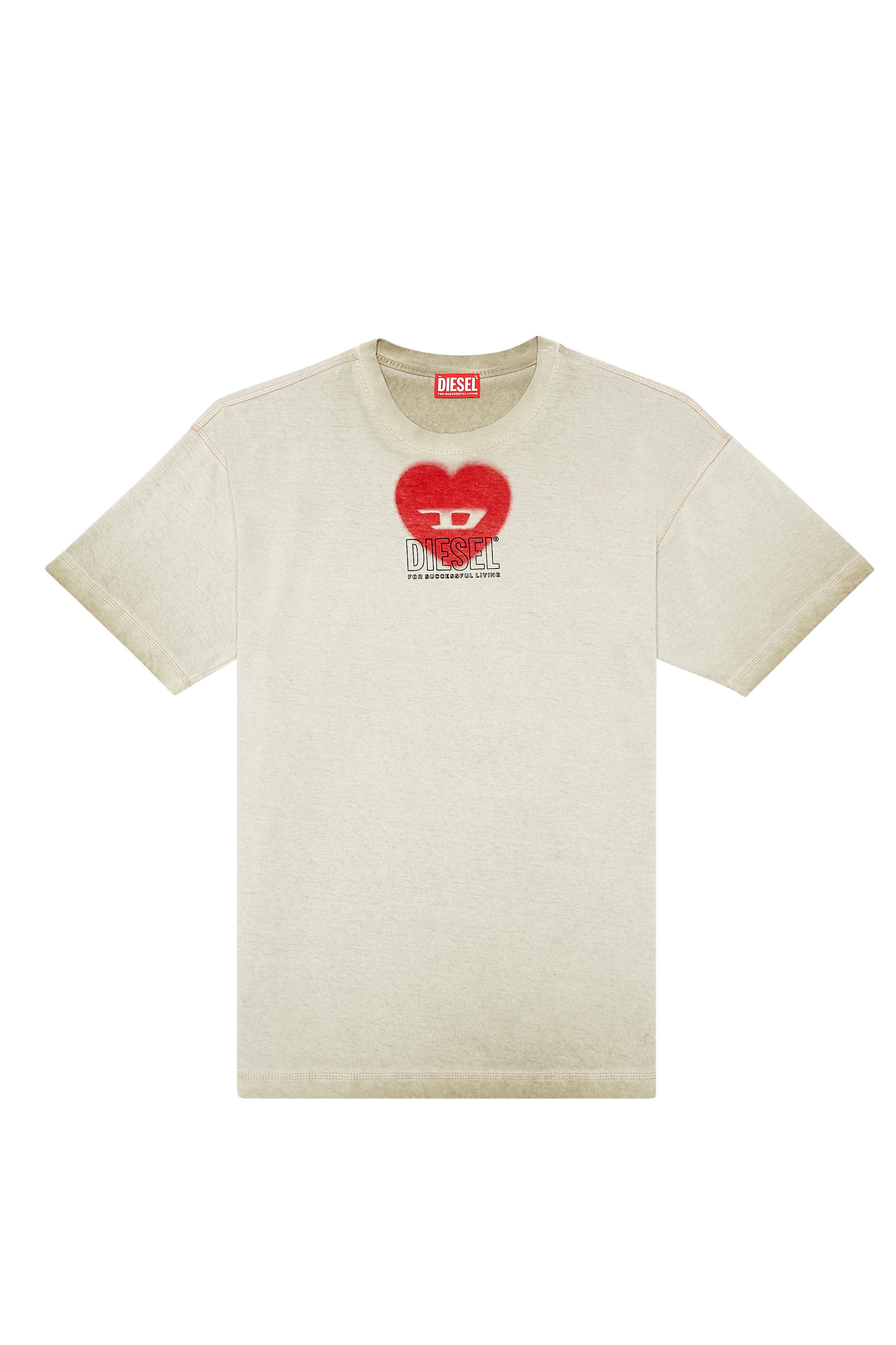 Men's T-shirt with heart print | Beige | Diesel