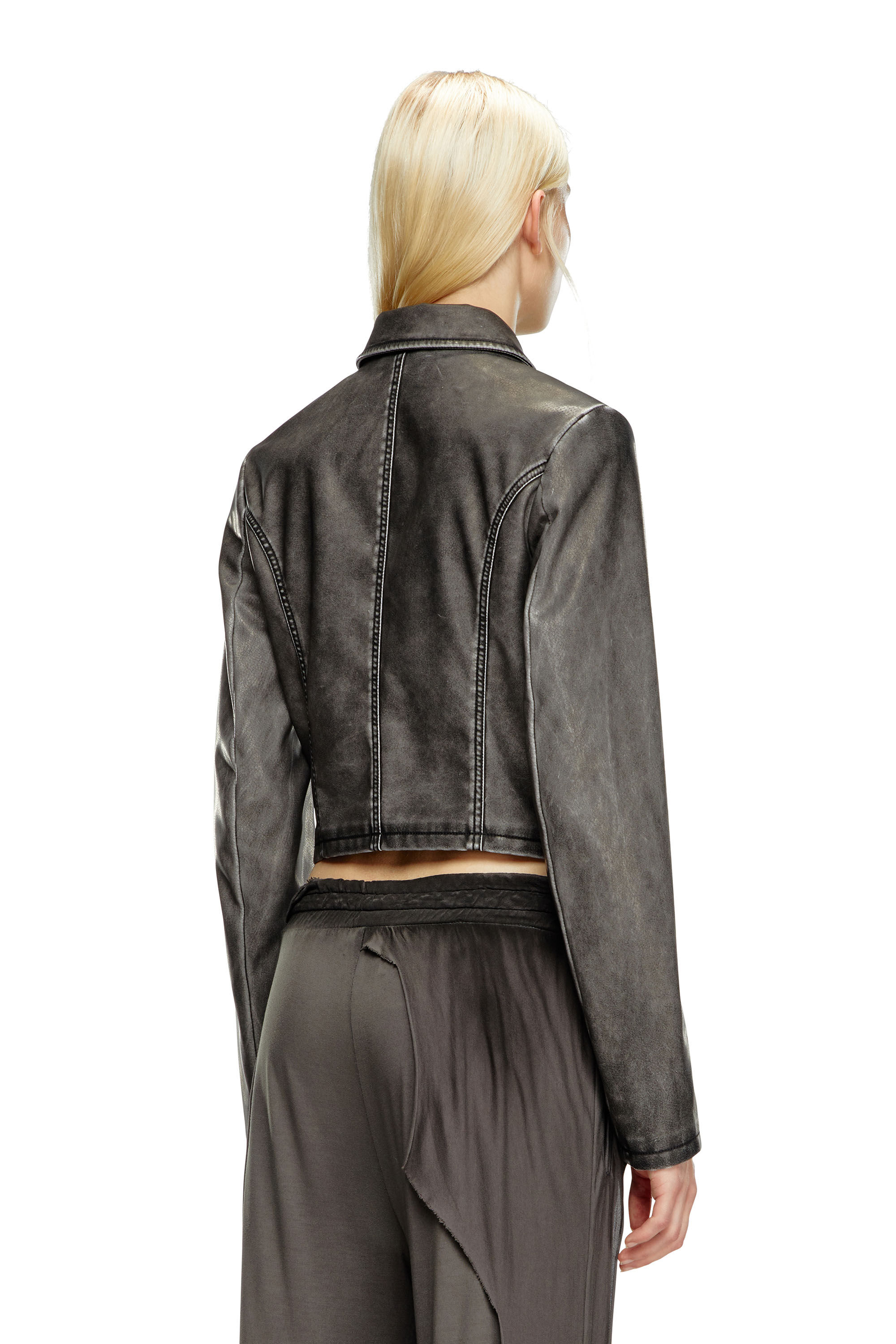 Women's Cropped jacket in washed tech fabric | Black | Diesel