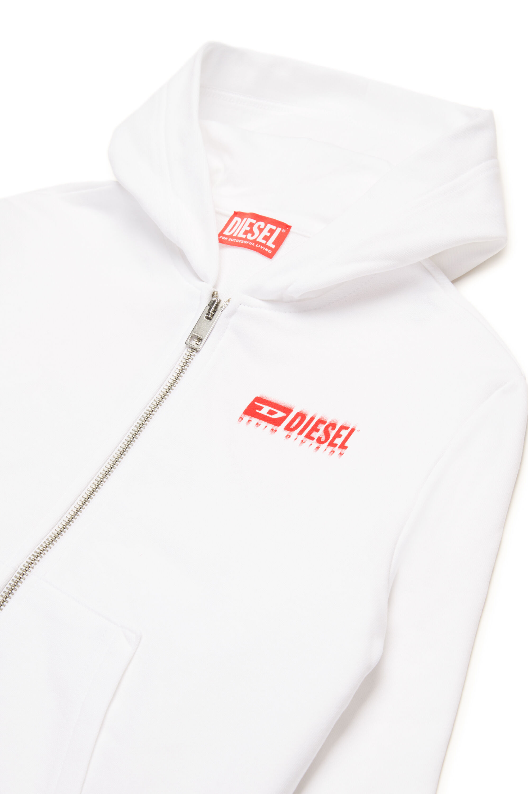 Zip-up hoodie with smudged logo | White | 4-16 YEARS Boys