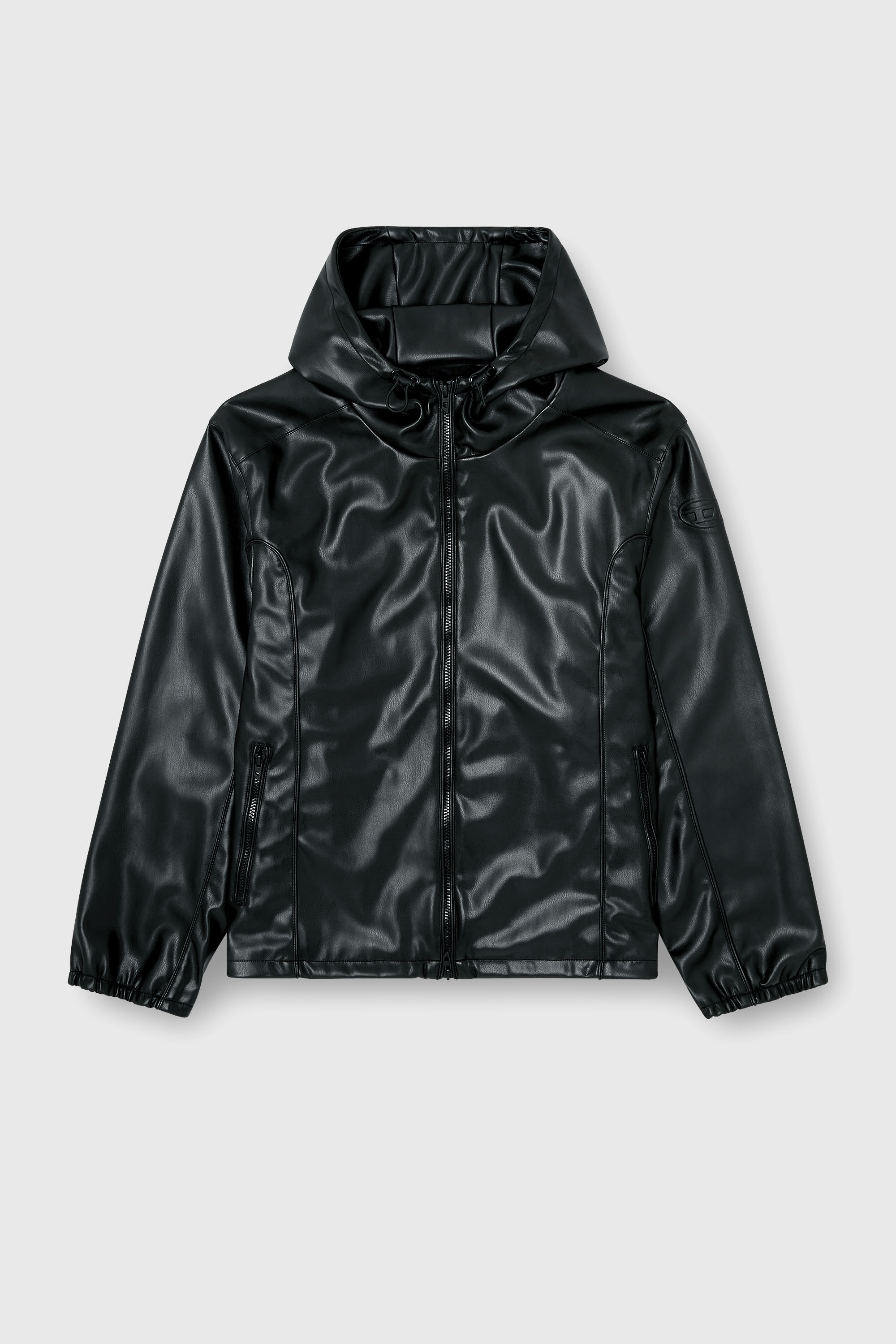 Men's Hooded windbreaker in coated fabric | Black | Diesel TR