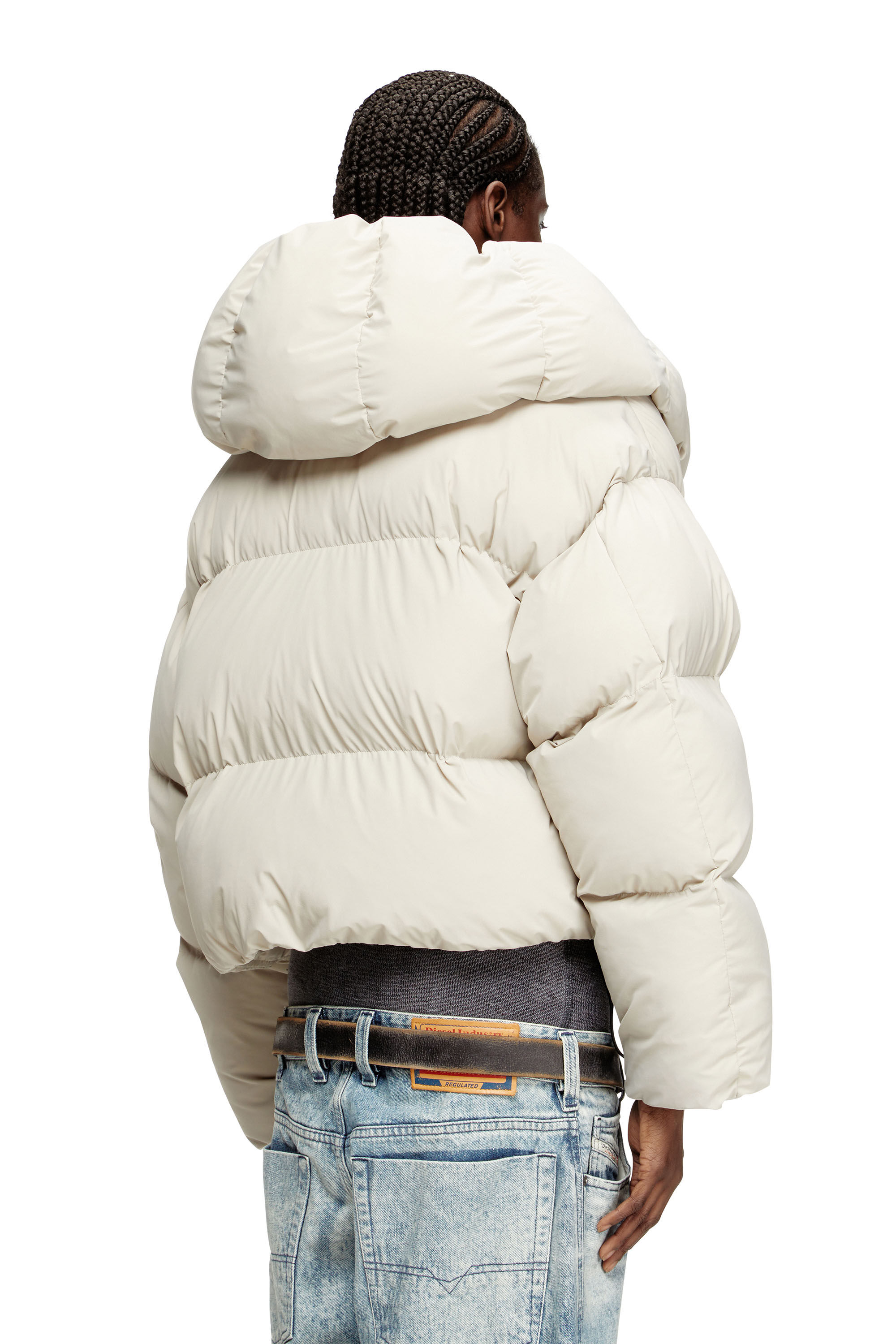 Women's Wrap puffer in bi-stretch nylon | Beige | Diesel