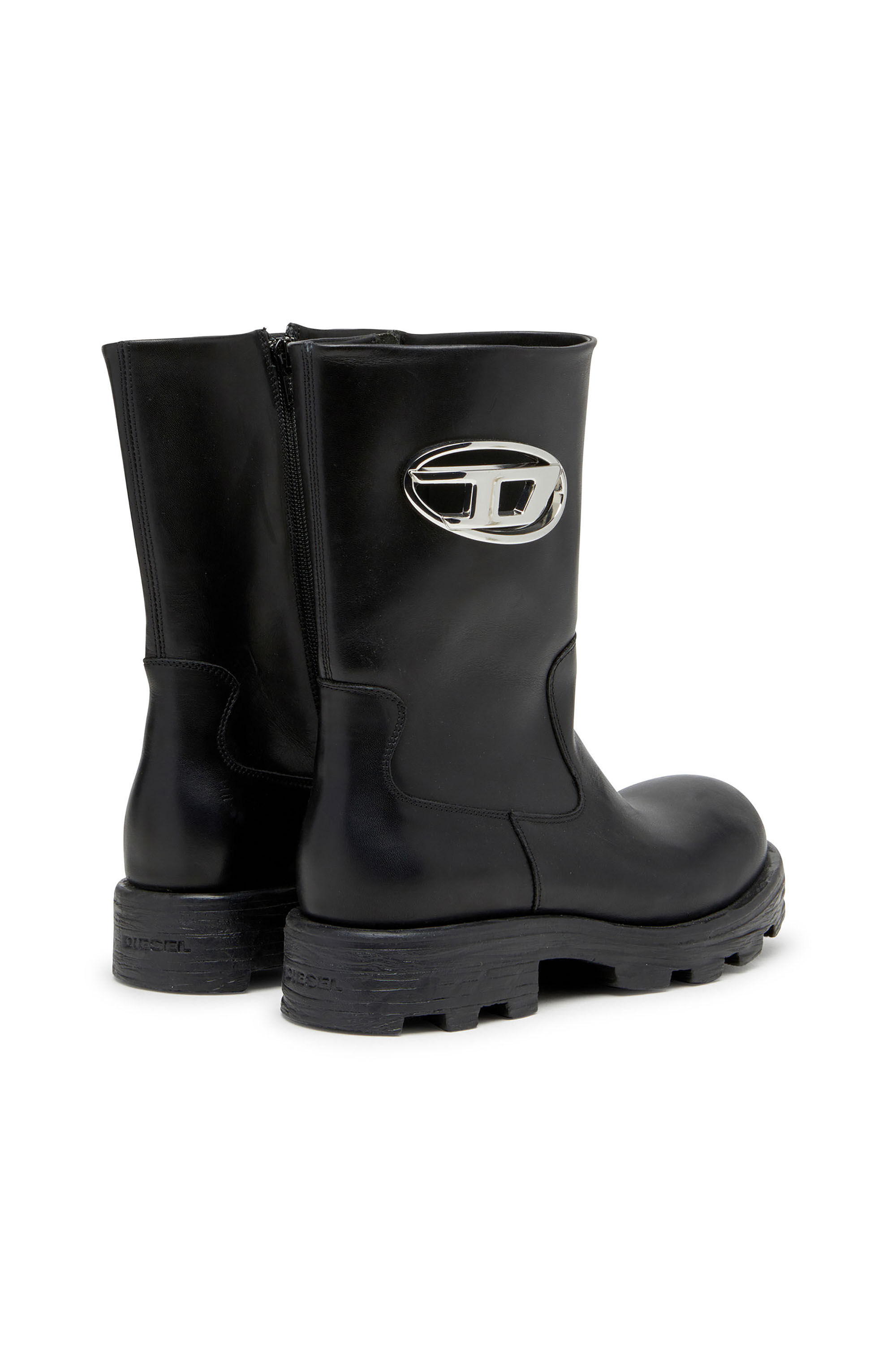 Women's D-Hammer-Cut-out leather boots with logo hardware | Black