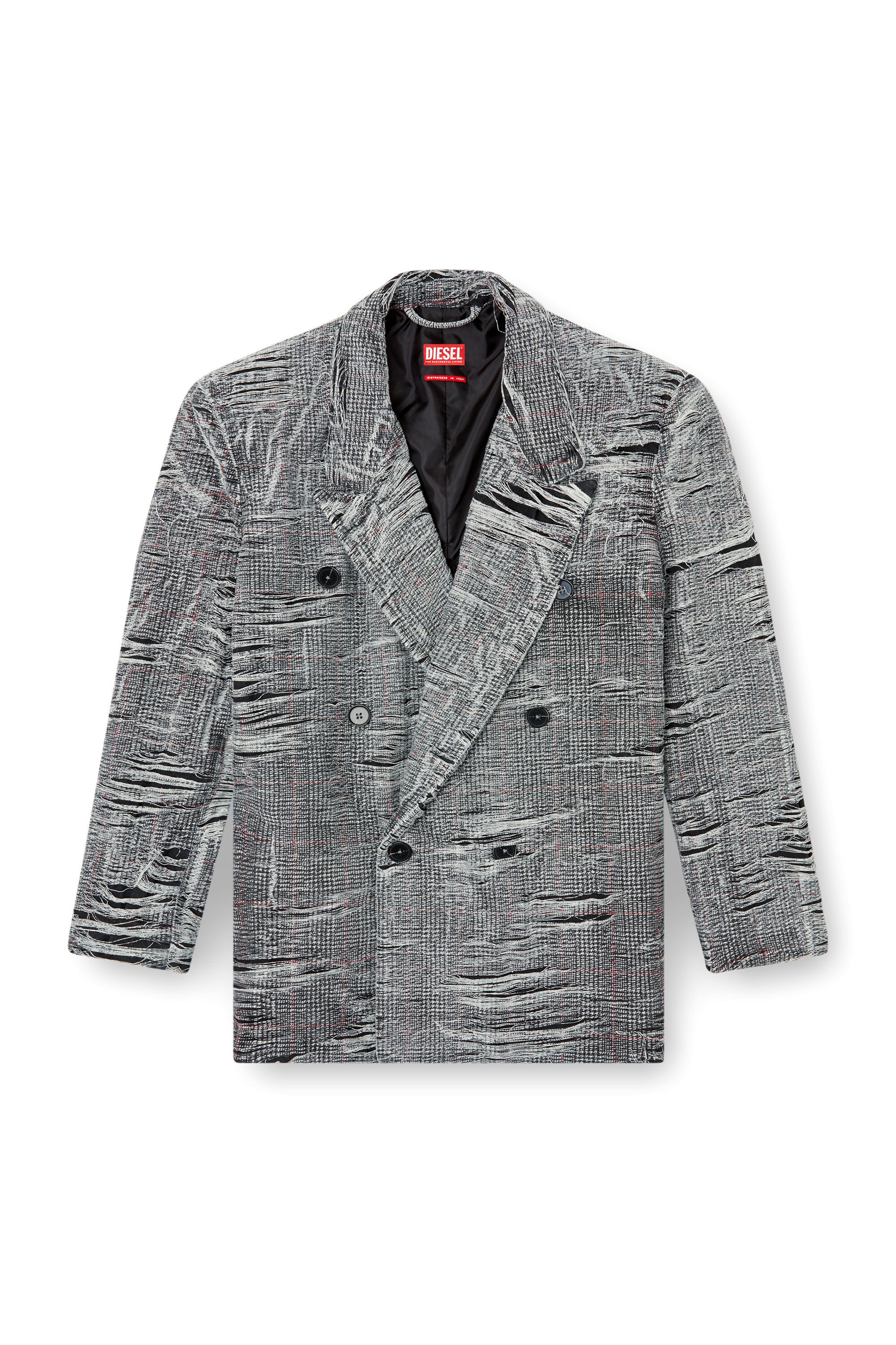Men's Blazer in distressed Prince of Wales denim | Grey | Diesel