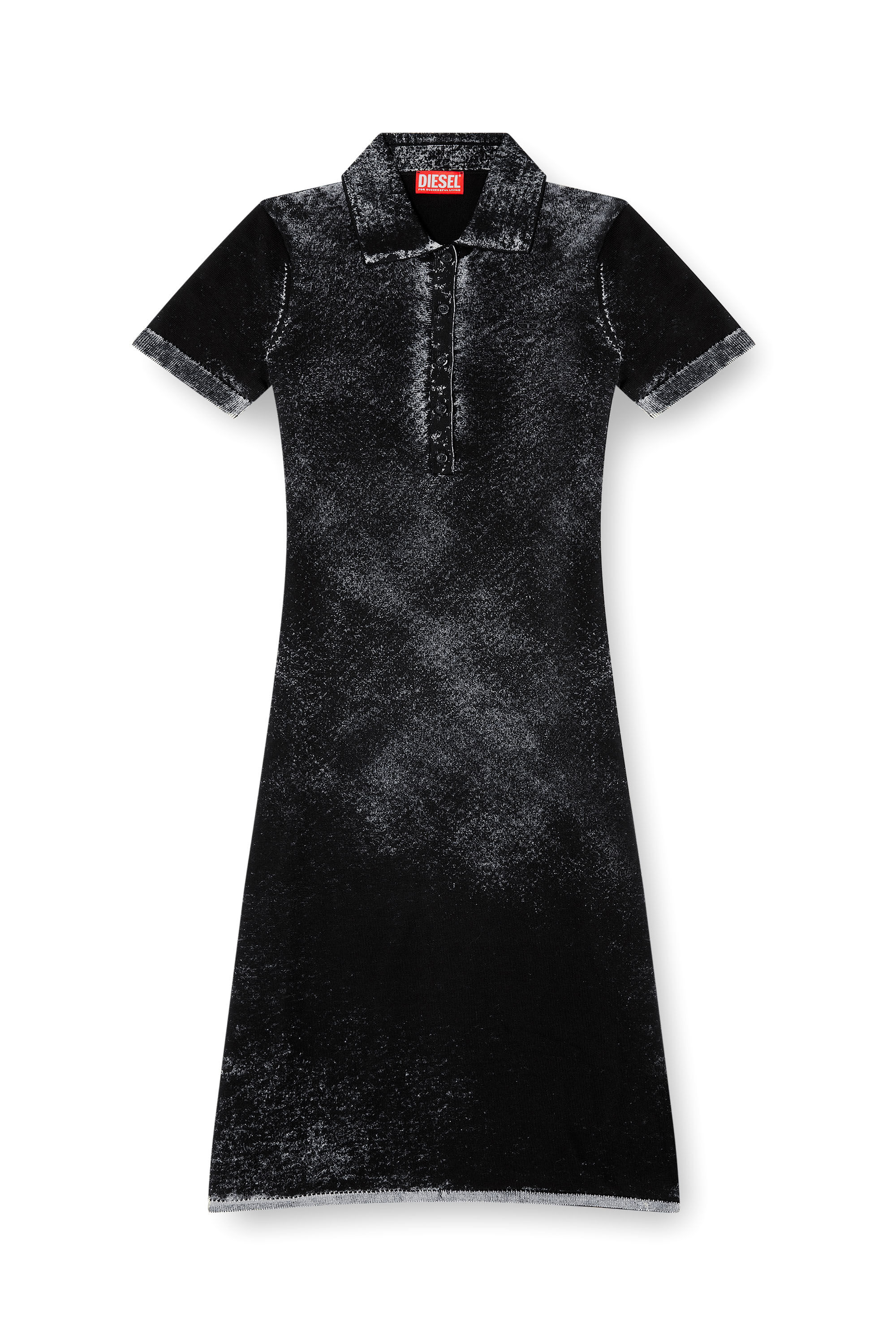Women's Midi polo dress in reverse-printed knit | Black | Diesel