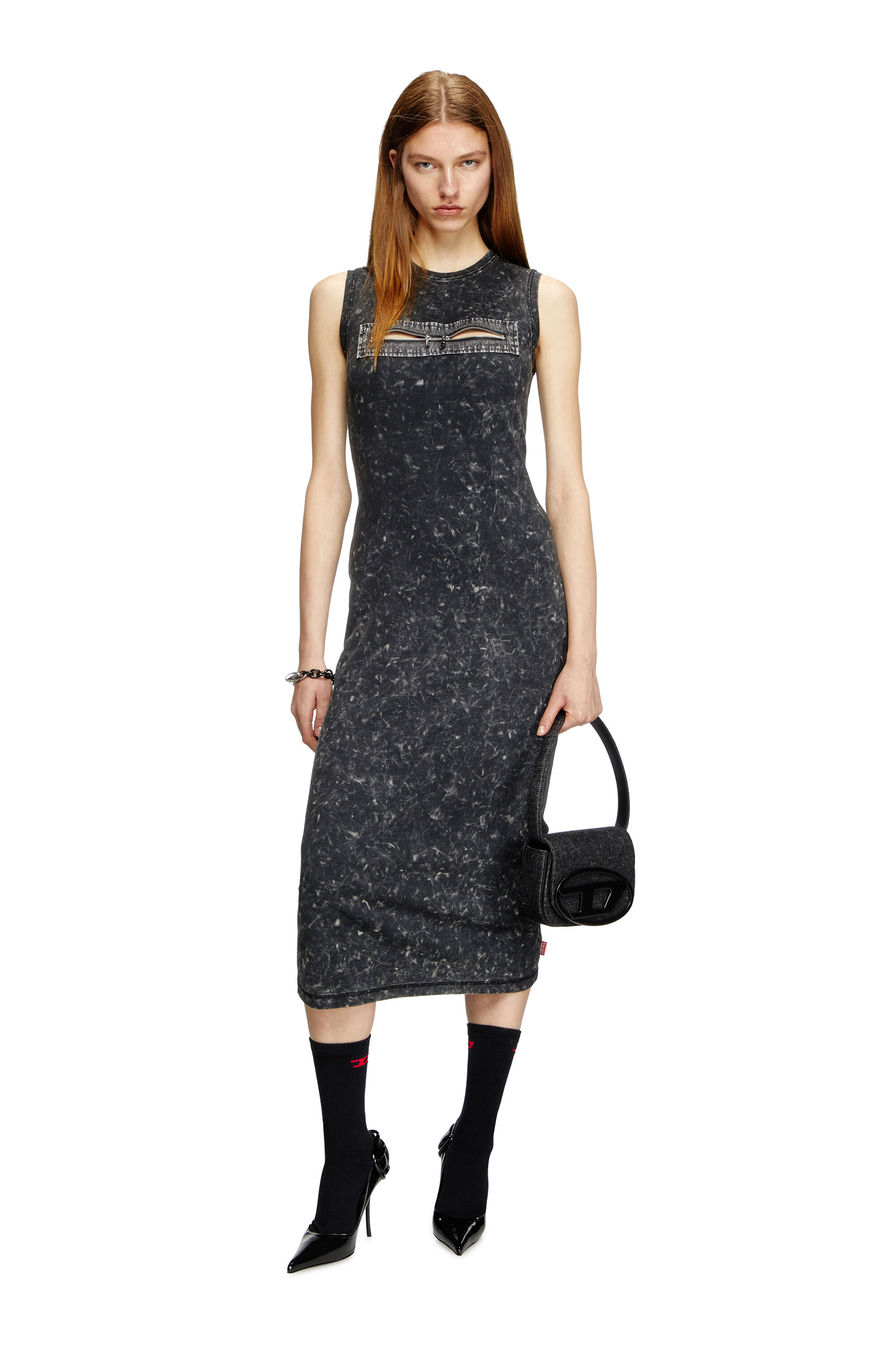 Women's 1DR-Iconic shoulder bag in washed denim | Black | Diesel