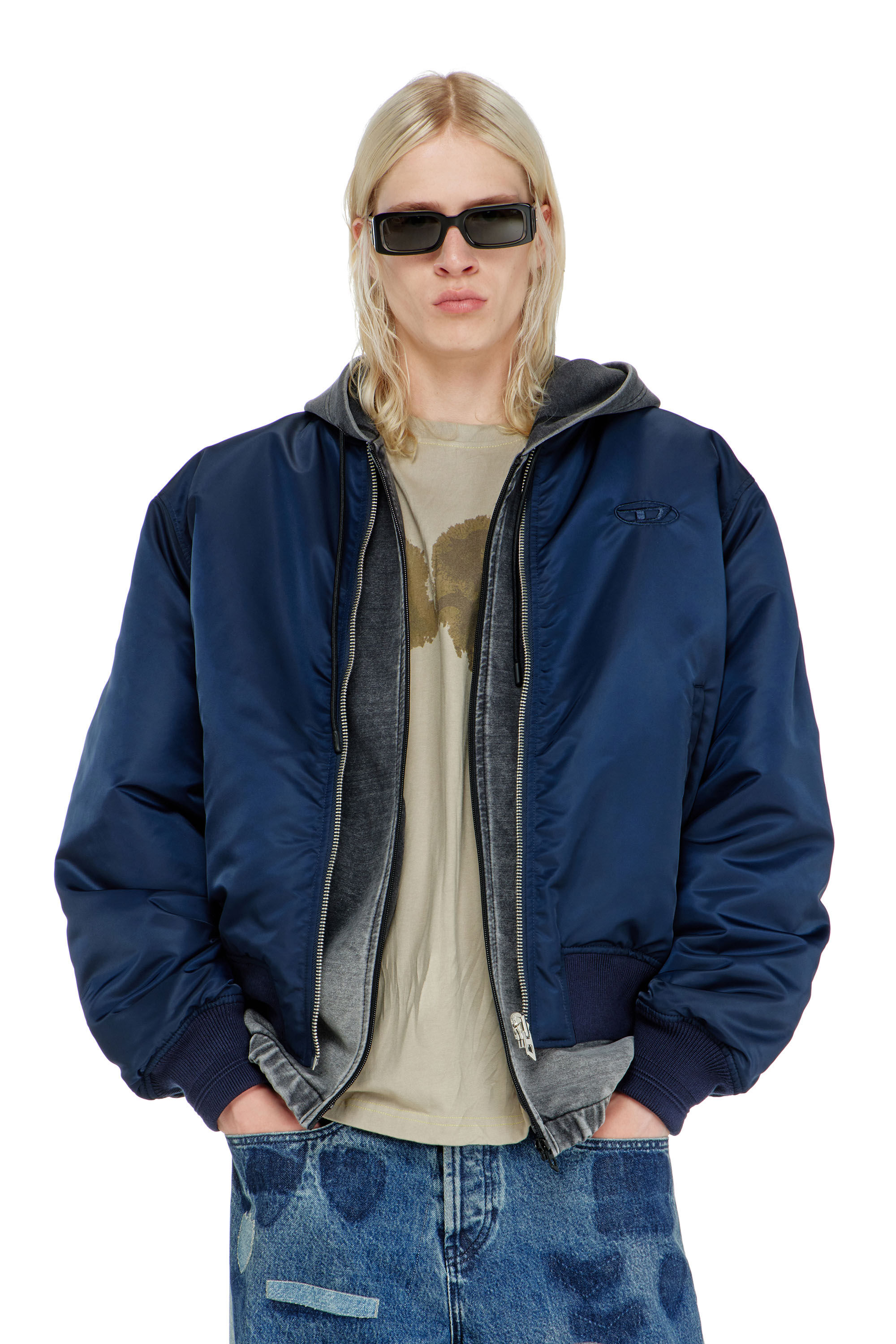 Diesel - W-TYPE-D1, Man's Padded bomber jacket with Oval D embroidery in null - 3