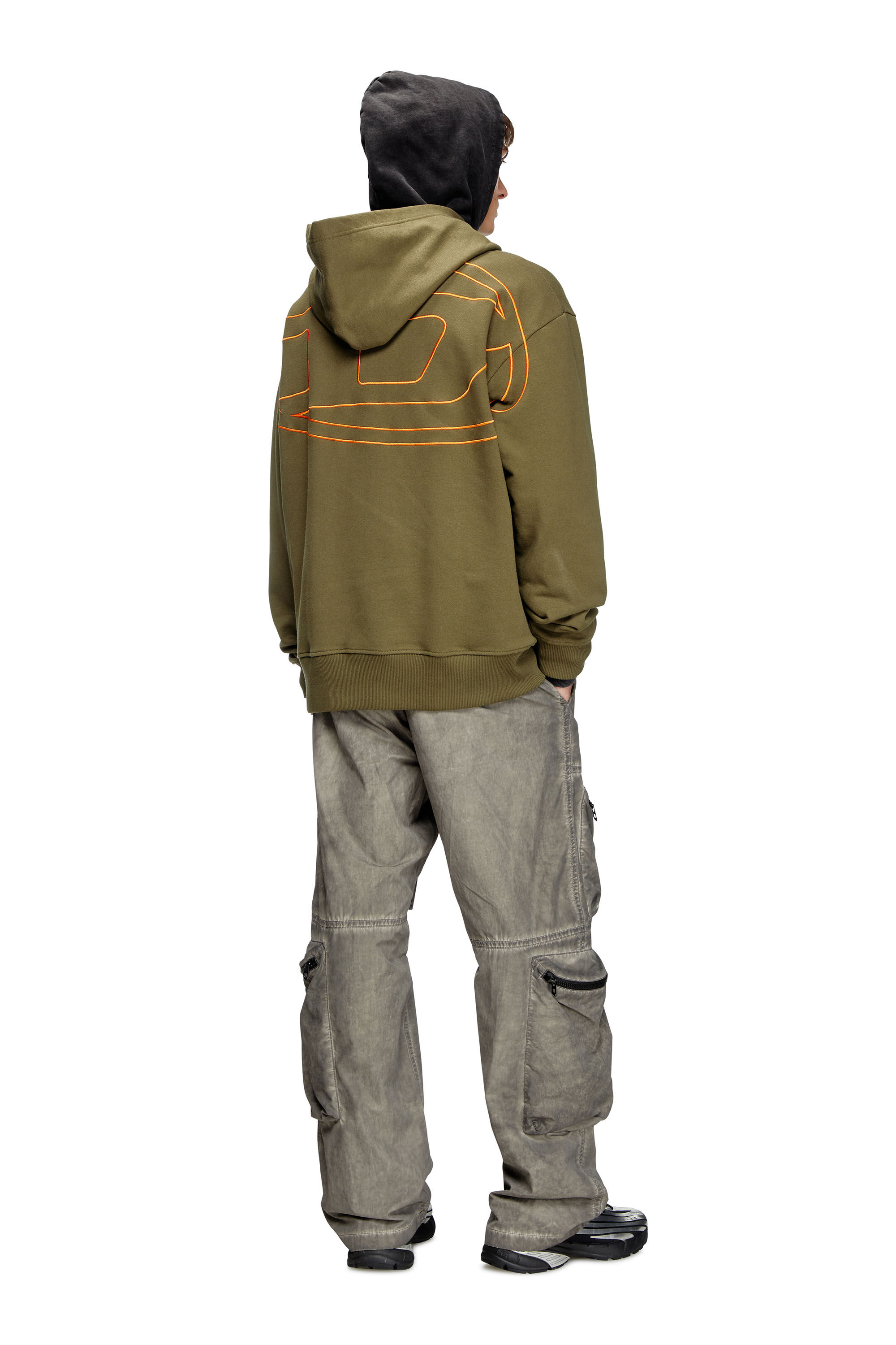 Diesel - S-MACS-HOOD-MEGOVAL-D, Man's Hoodie with logo embroidery in Military Green - 1