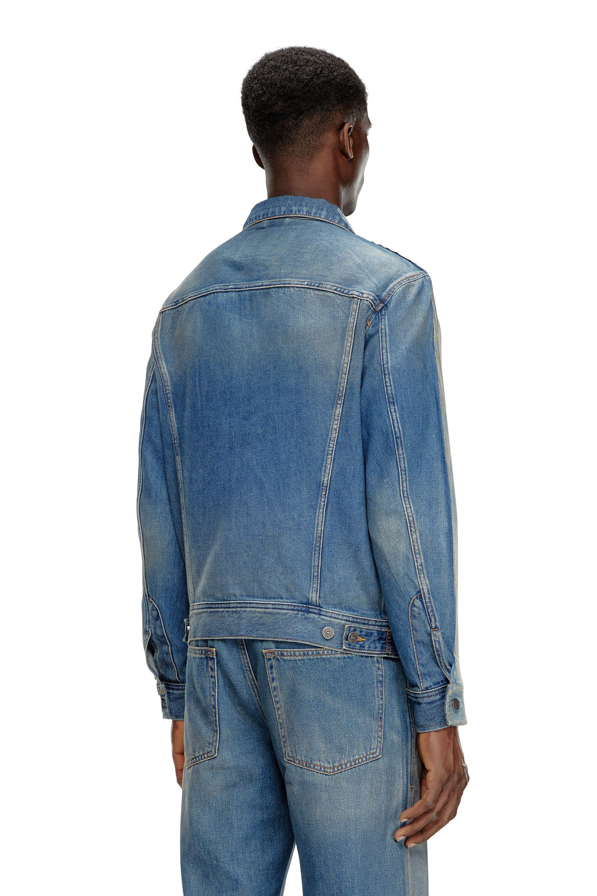 Men's Trucker jacket in peel-off denim | Blue | Diesel Men's Trucker jacket in peel-off denim | Blue | Diesel