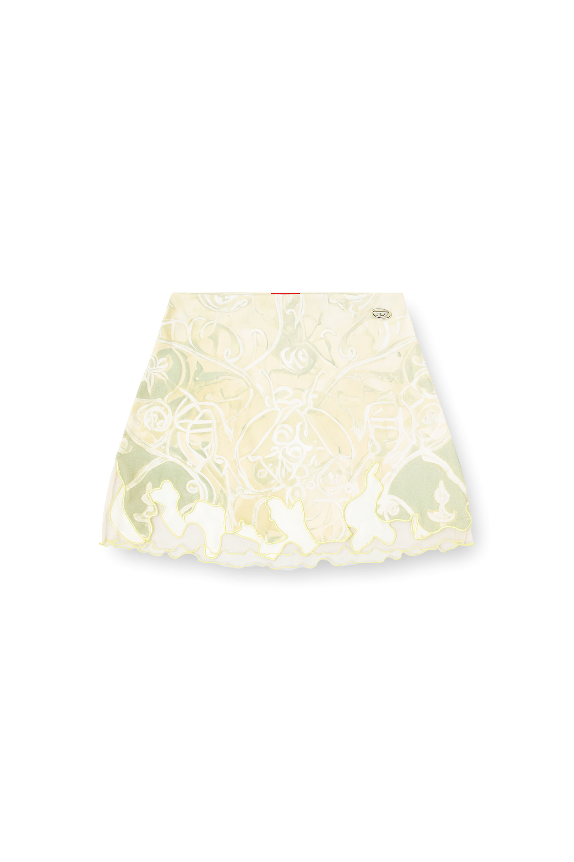 Diesel - O-LANE, Woman's Nylon mini skirt with Heraldic print in Green - 2