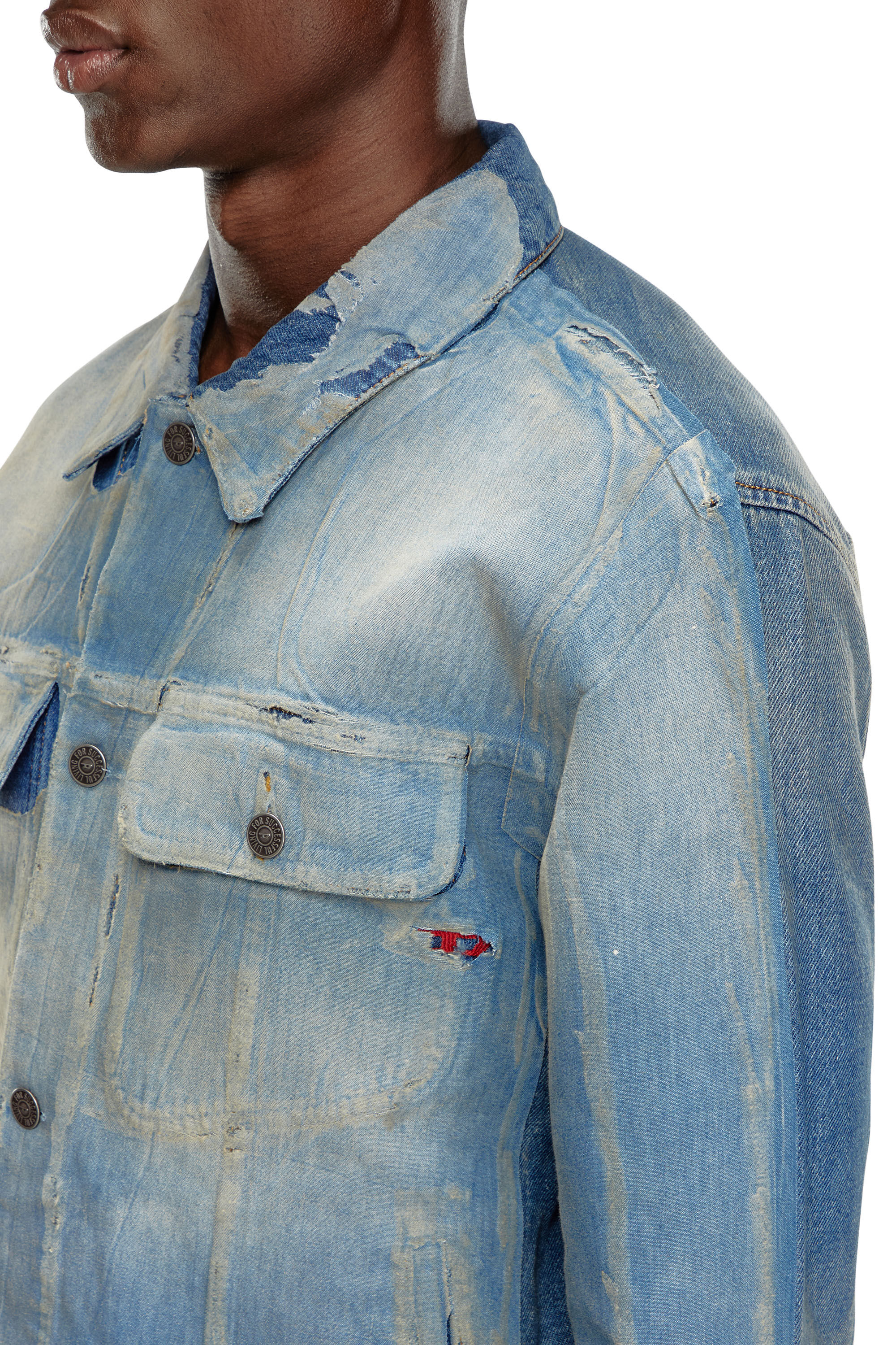 DIESEL BRAVE MAN デニム調 PVC メッセンジャーバッグ ブルー