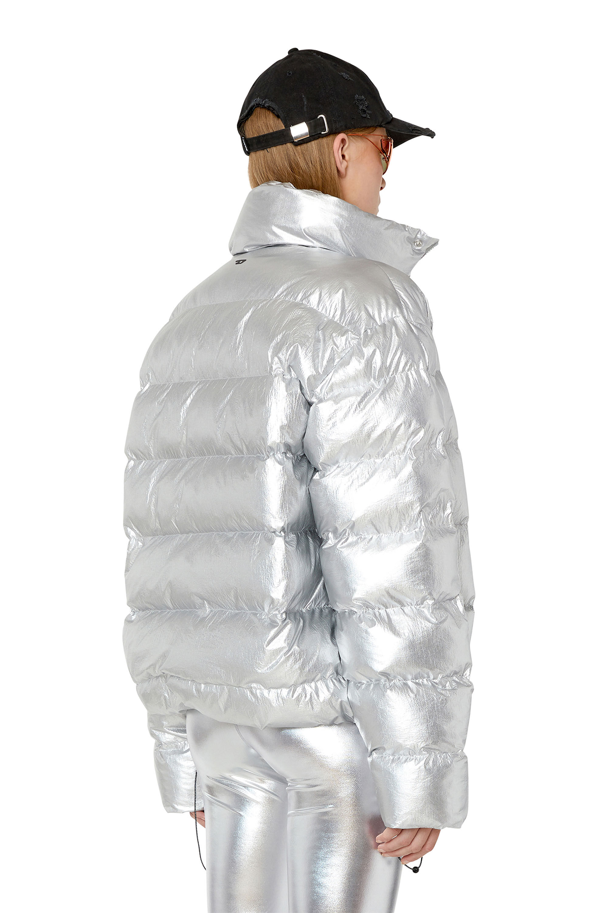 Women s Metallic puffer jacket AUWT JANNIK HT39 Diesel