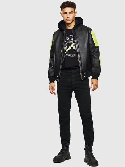 L-BRANDO Man: Layered-effect jacket with fluo details | Diesel